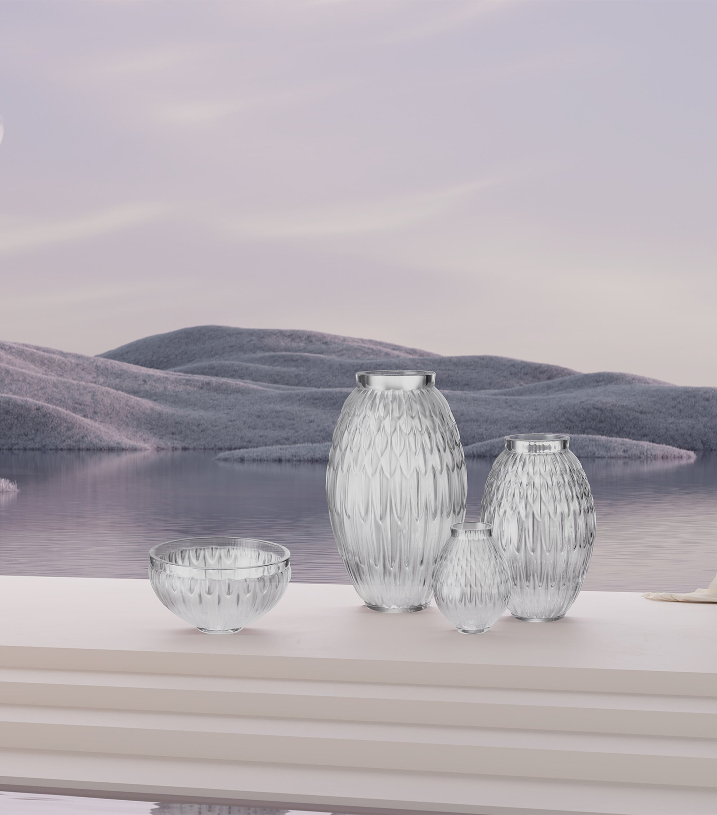 Lalique Crystal Plumes Vase (26.5cm) Incolore Image 2