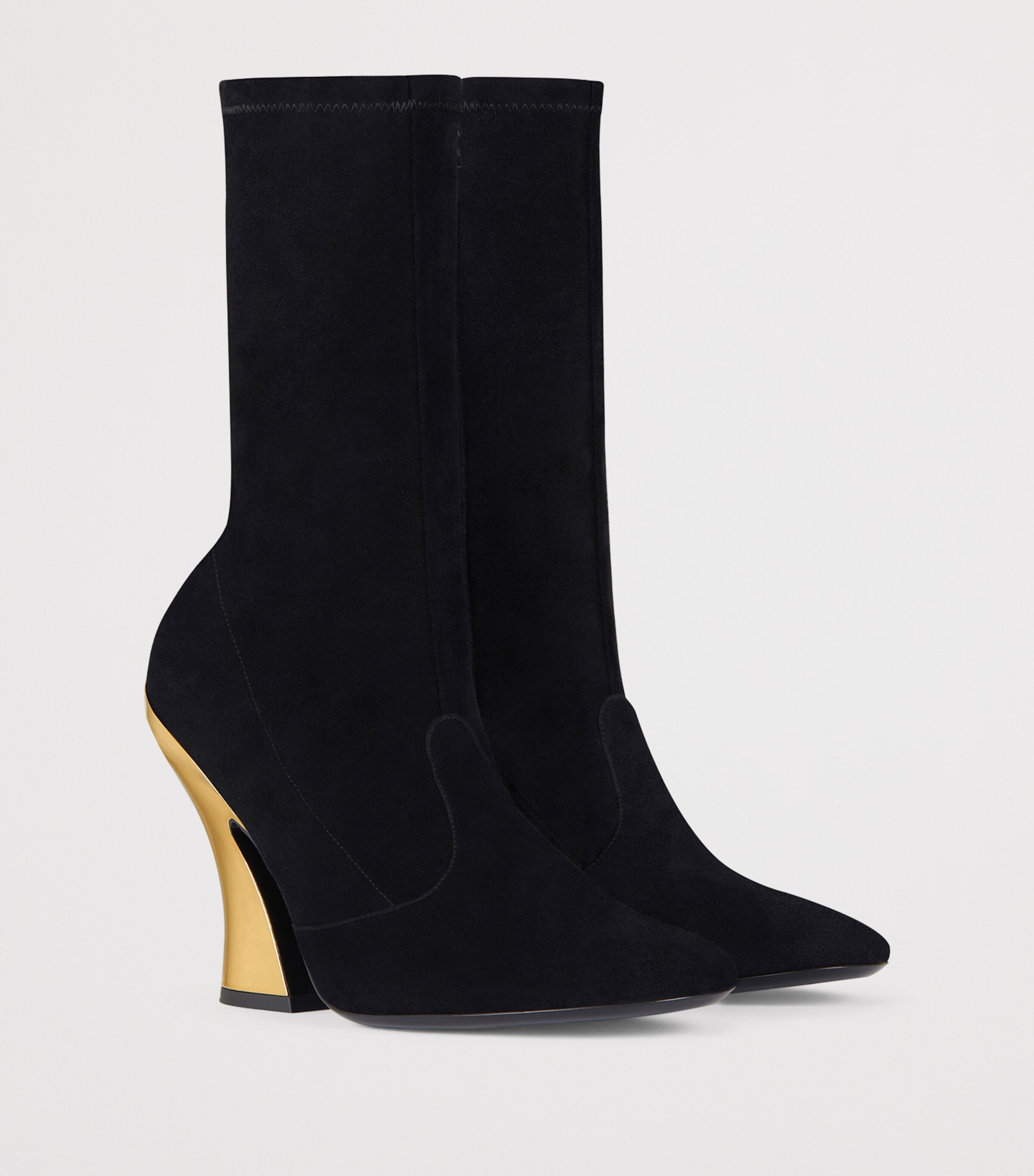 Givenchy Suede Heeled Boots 95 Black/golden Image 2