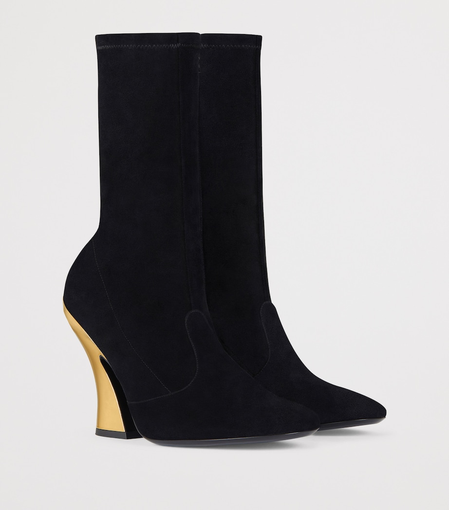 Suede Heeled Boots 95 BLACK/GOLDEN Image 2