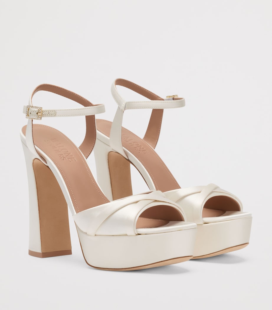 Malone Souliers Satin Keaton Platform Sandals 125 Ivory Image 3
