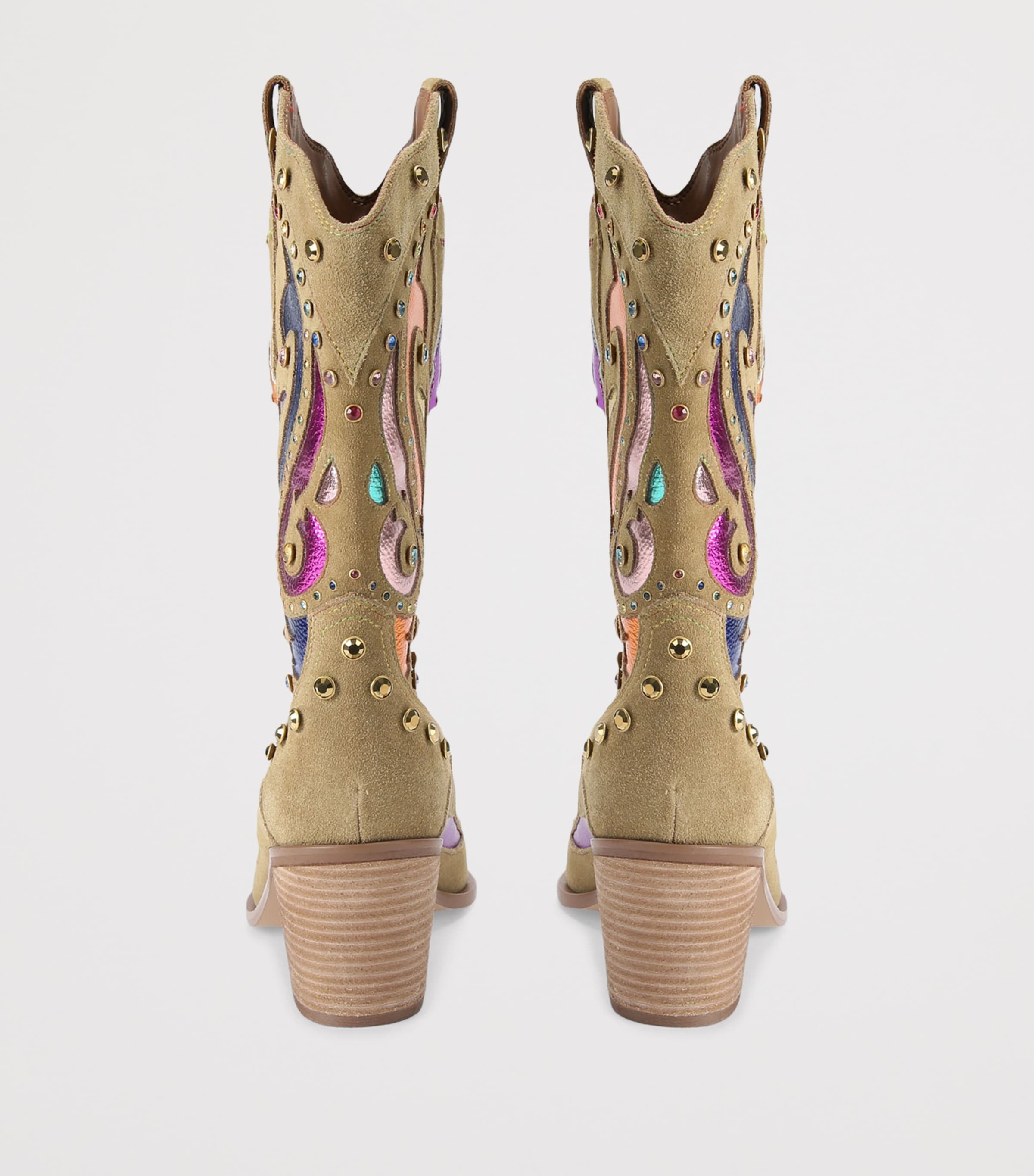 Kurt Geiger London Suede Kensington Cowboy Boots Camel/comb Image 4