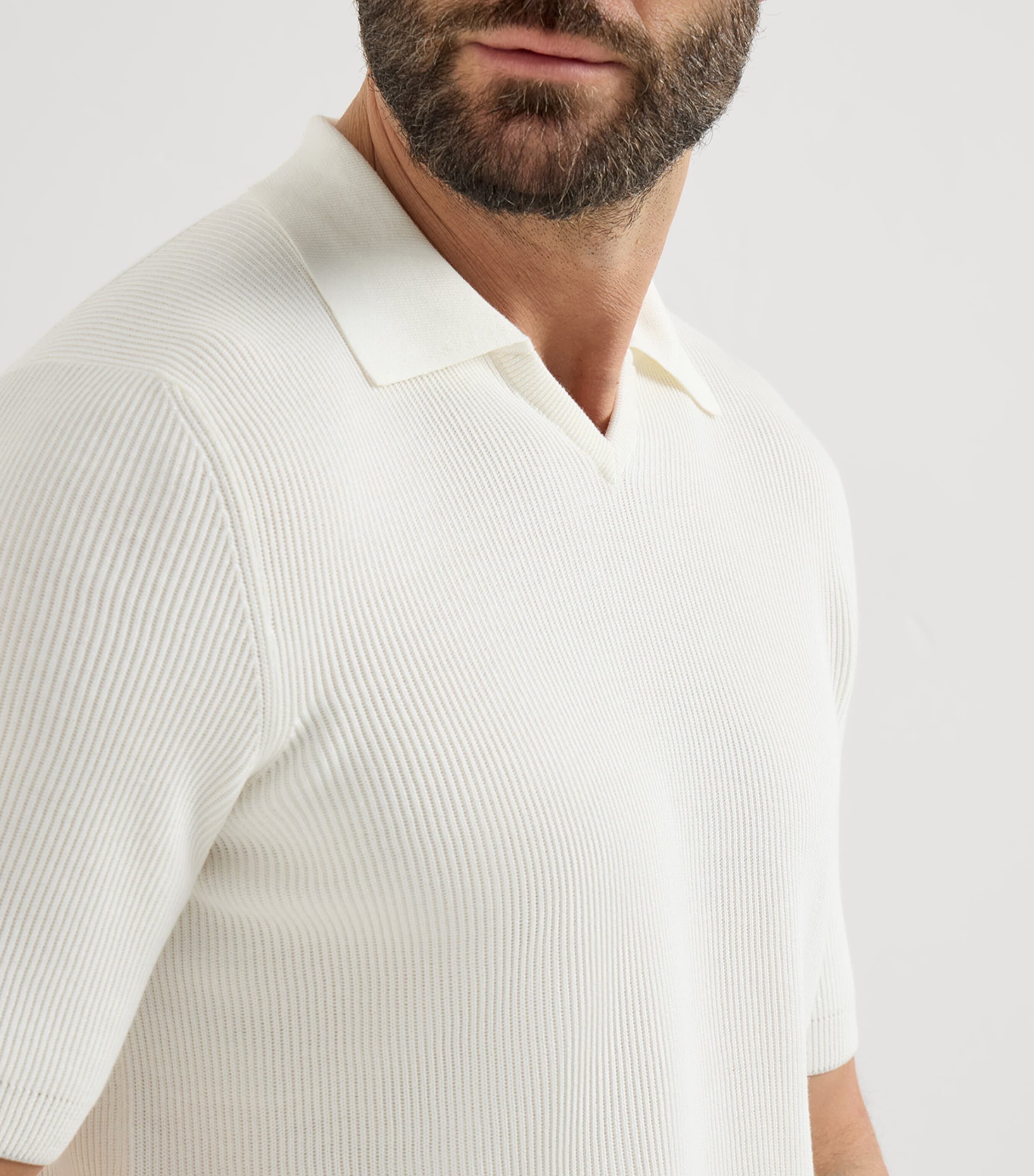 Brunello Cucinelli Mens Cotton Rib-Knit Polo Shirt Image 6
