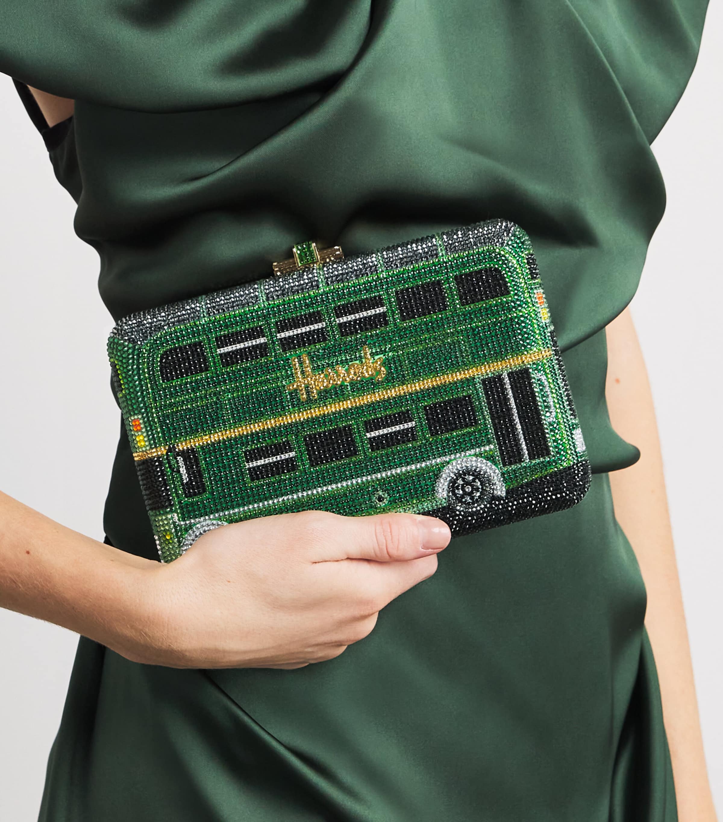 x Harrods EXCLUSIVE Slim Slide Clutch Bag CHAMPAGNE LEAF MULTI Image 2