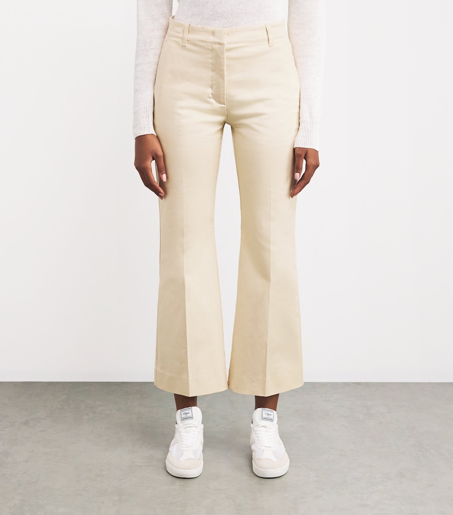 Stretch-Cotton Flared Trousers IVORY Image 3