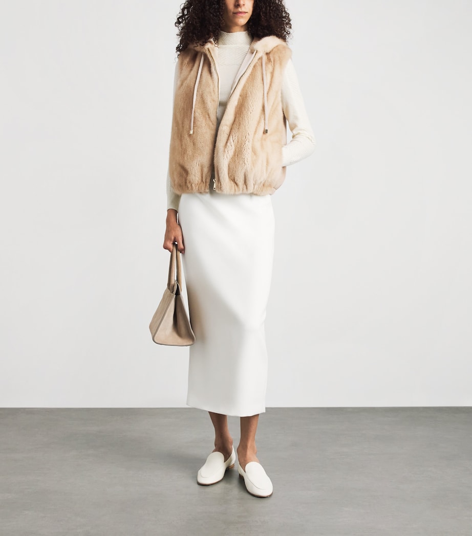 Fabiana Filippi Womens Mink Fur Hooded Gilet Acero Image 2