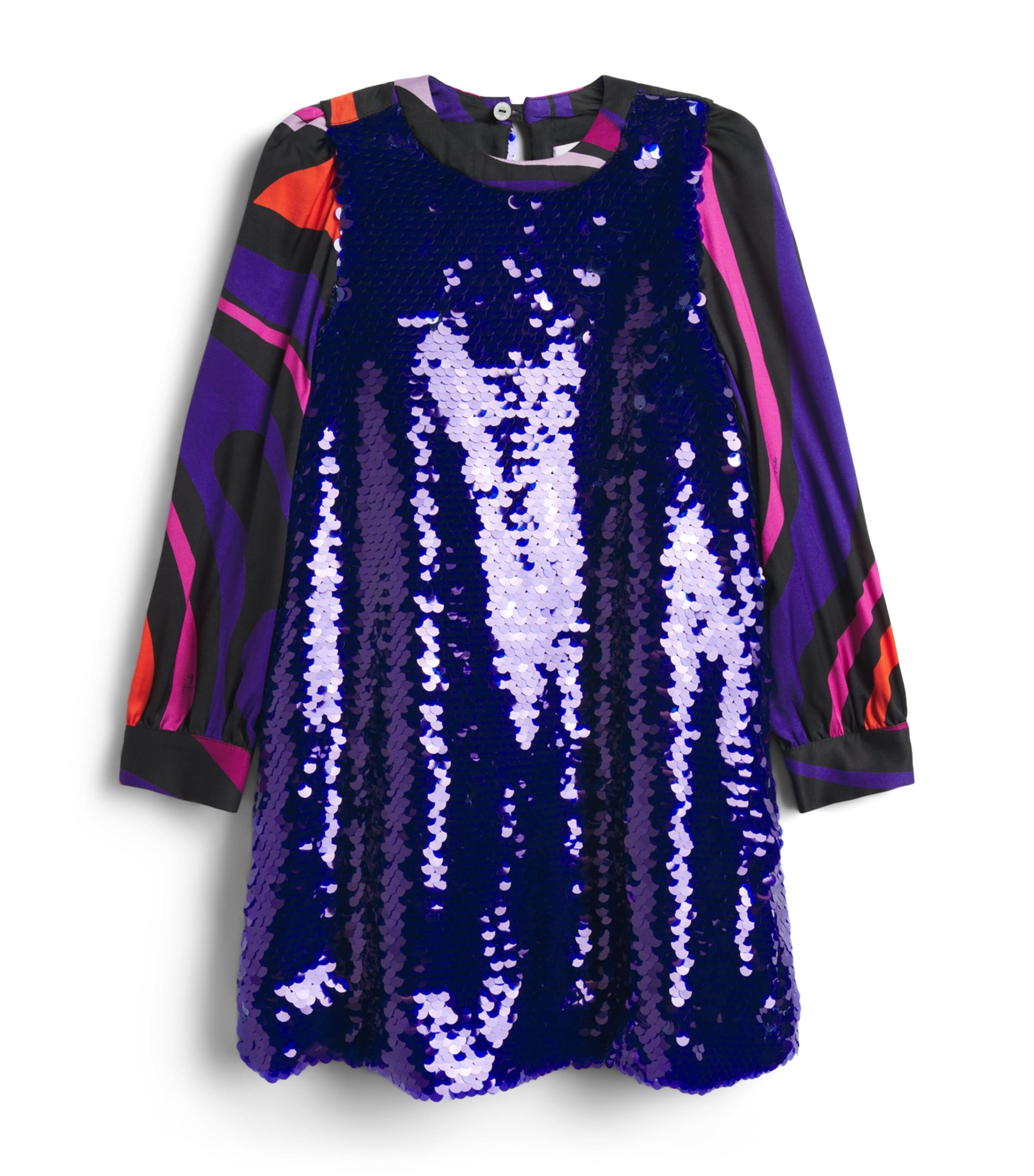 PUCCI Junior Sequin Print-Trim Dress (4-14 Years) Blue Image 1