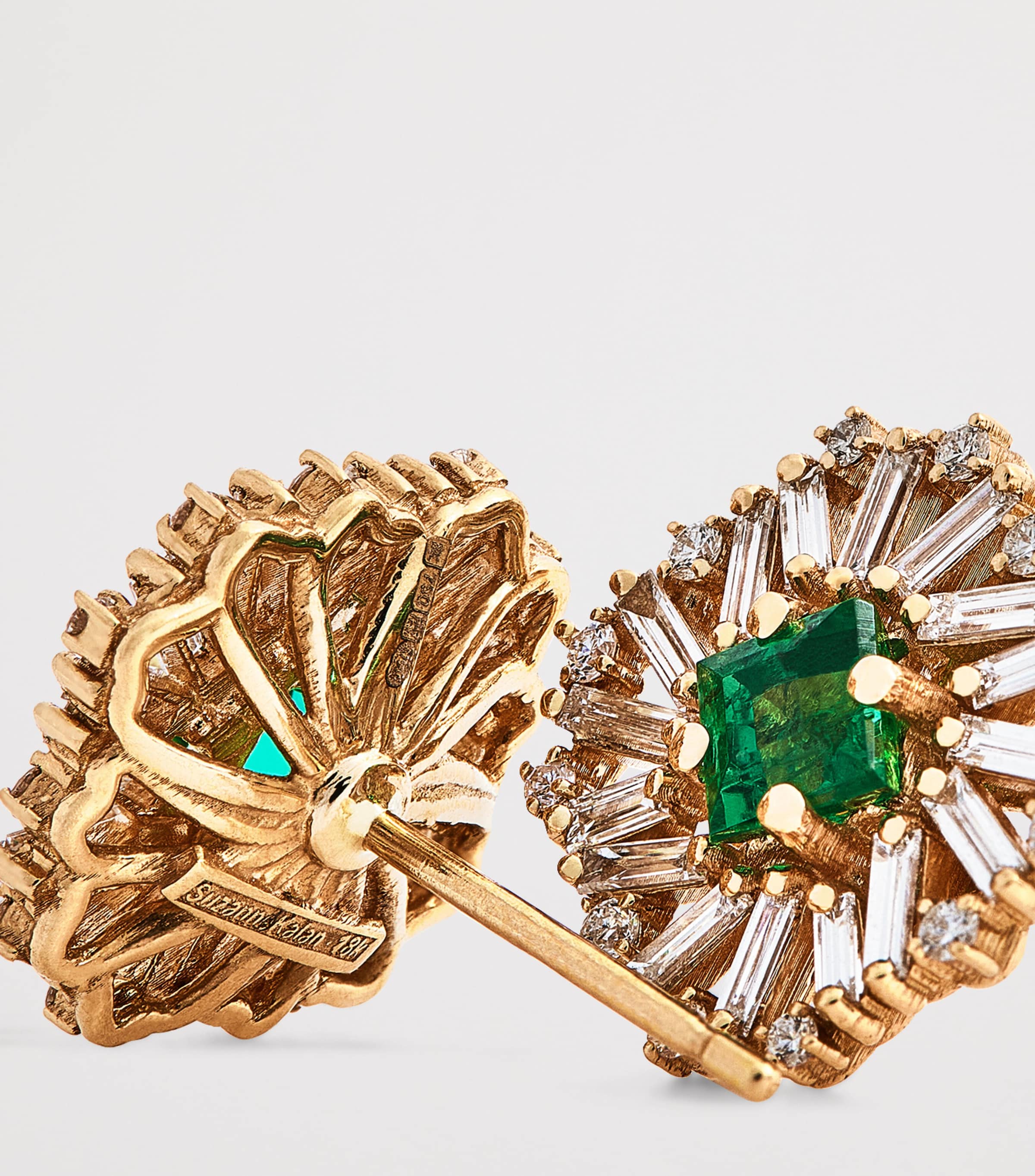 Suzanne Kalan Yellow Gold, Diamond and Emerald Flower Stud Earrings Yg/emer Image 5