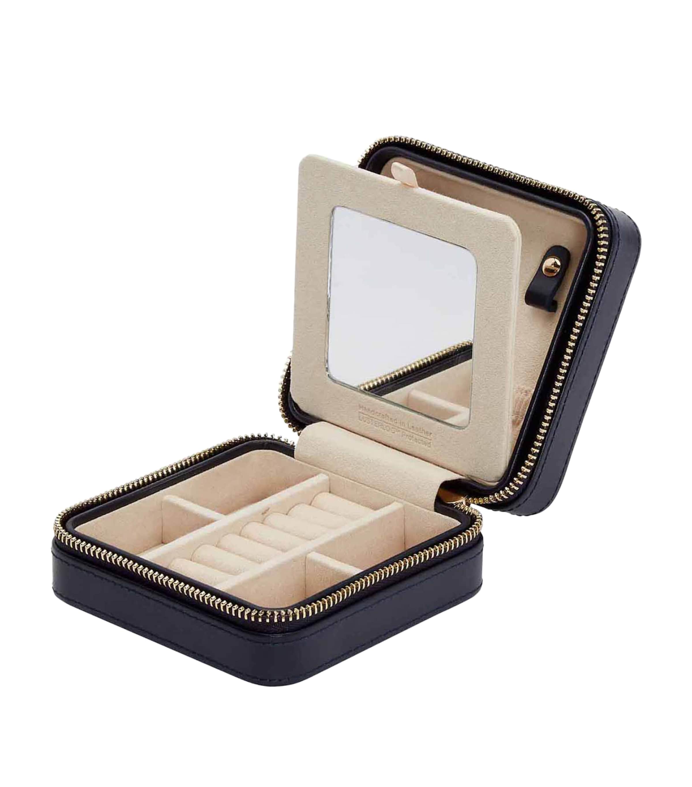 Small Leather Maria Jewellery Case NAVY Image 3