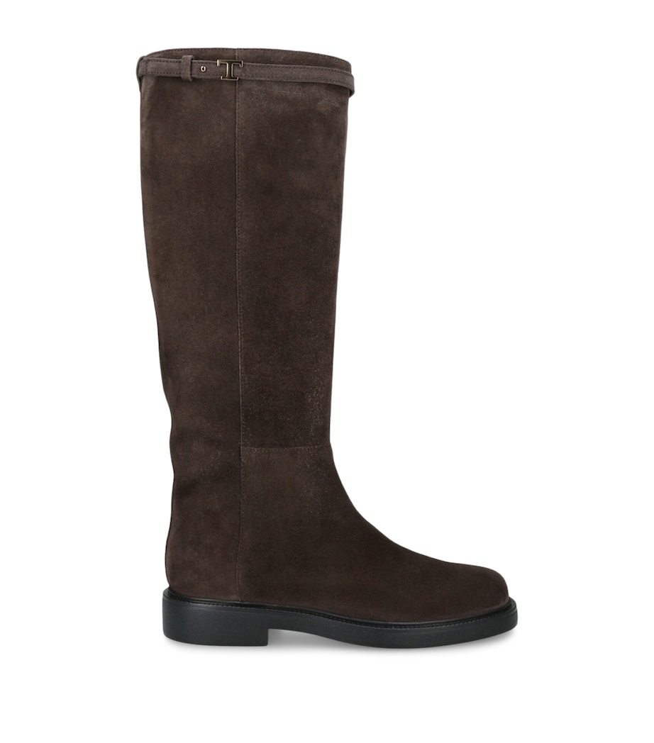 Suede Knee-High Boots BROWN Image 1