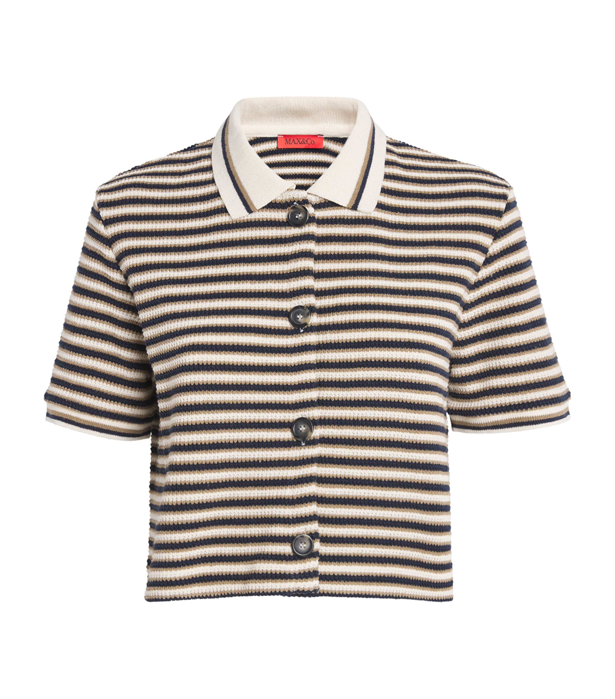 MAX&Co. Womens Cotton-Blend Striped Shirt Midnightblue Image 1