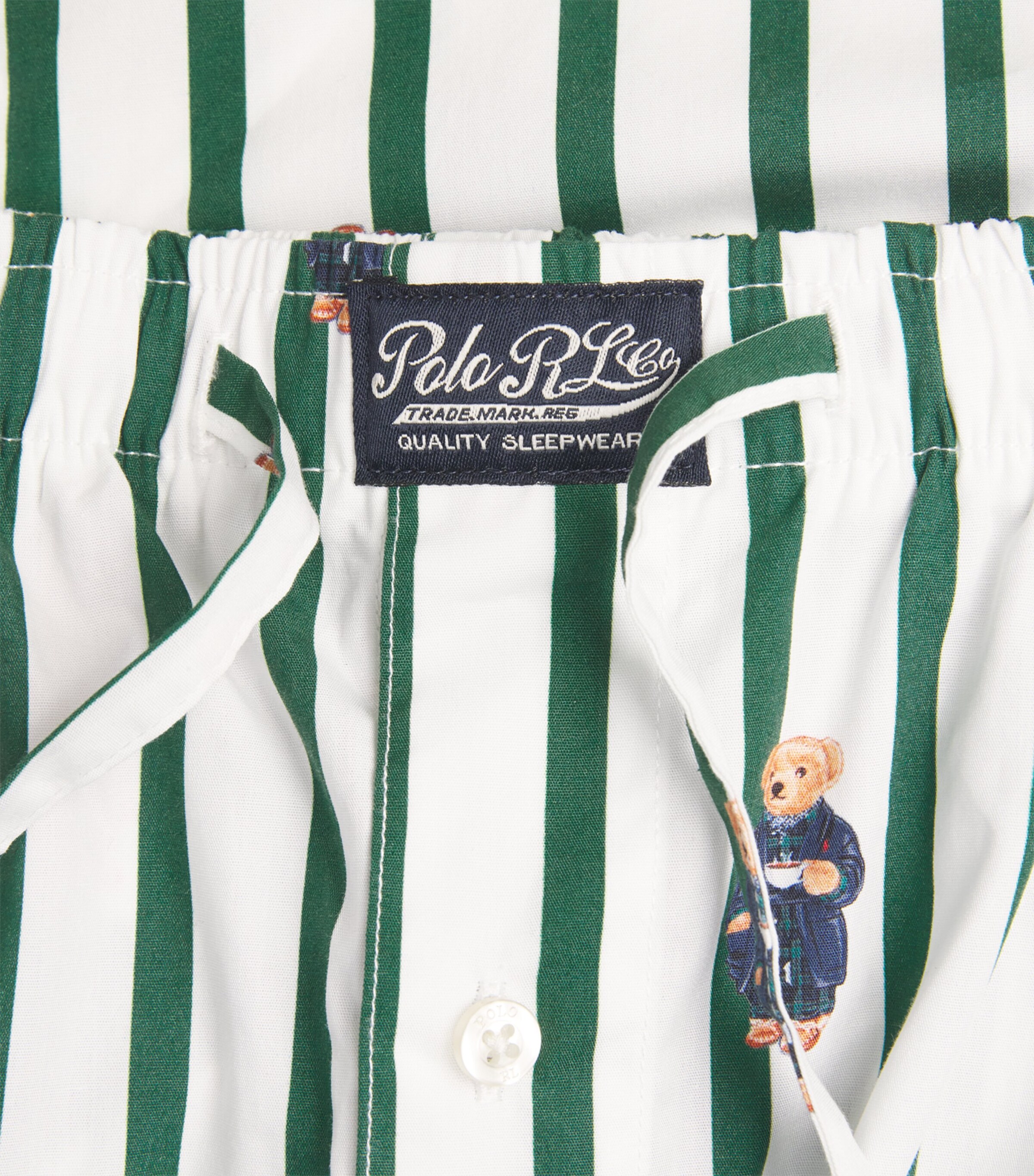 Polo Ralph Lauren Mens Cotton Stripe Polo Bear Pyjama Shorts Verano Green/wht Aob Image 6