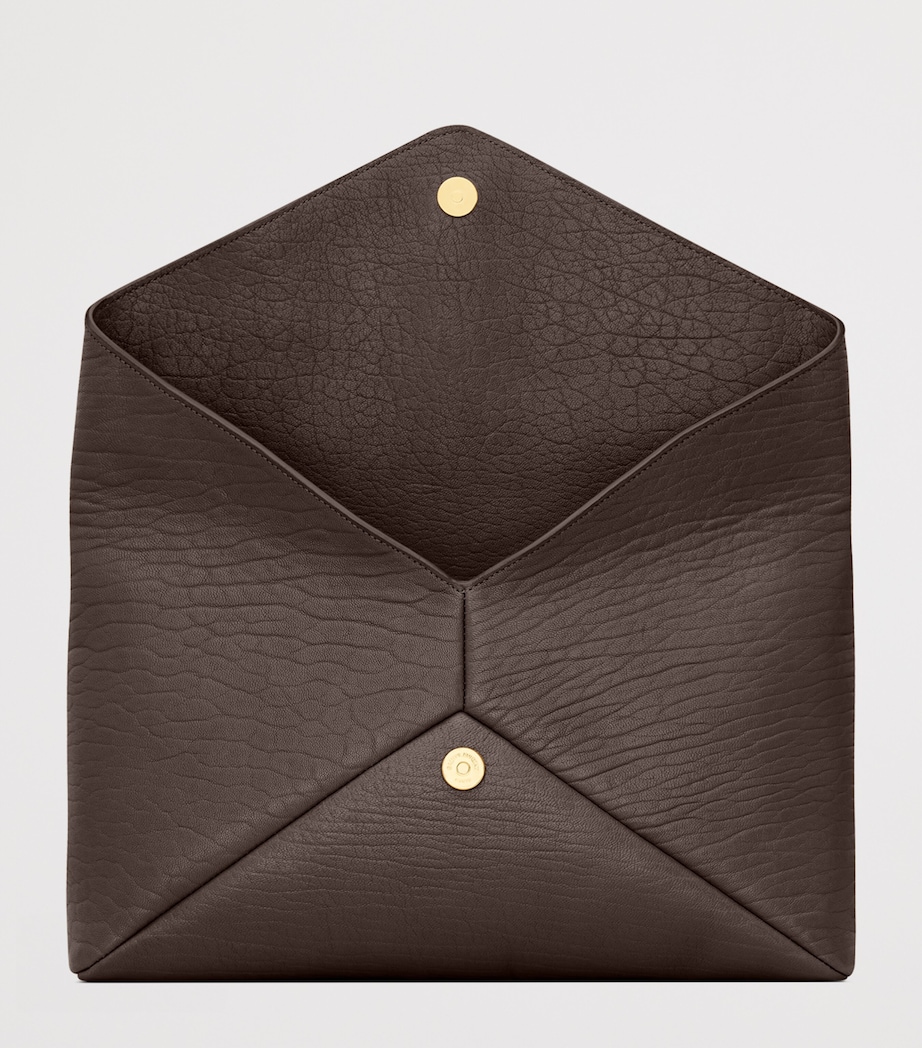 Saint Laurent Large Leather Cassandre Envelope Clutch Bag Image 4