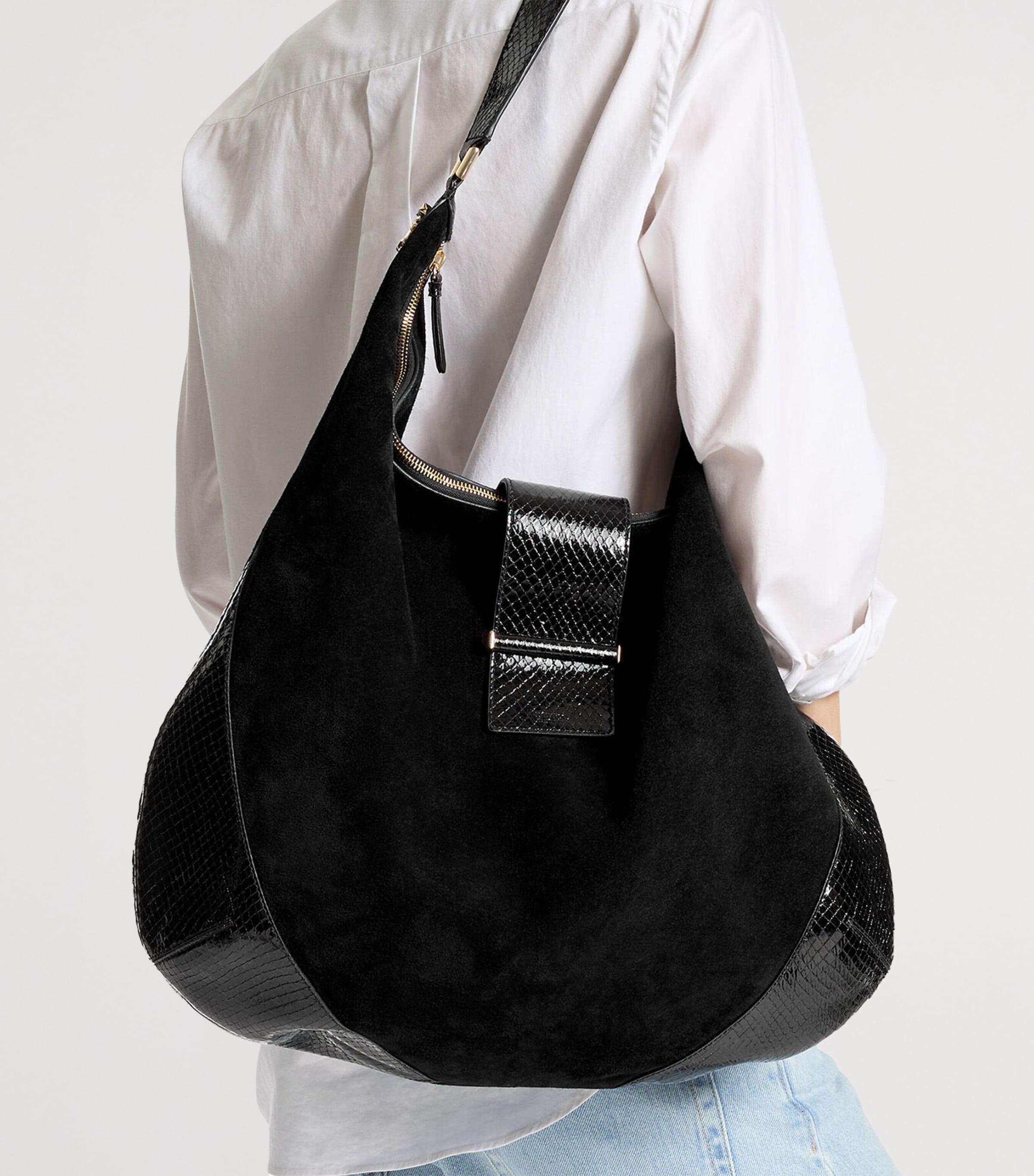 Jimmy Choo Bar Large Suede Shoulder Bag Black/black/shiny Go Image 2