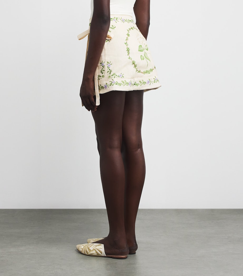 Linen Luna Mini Wrap Skirt WILD Image 4