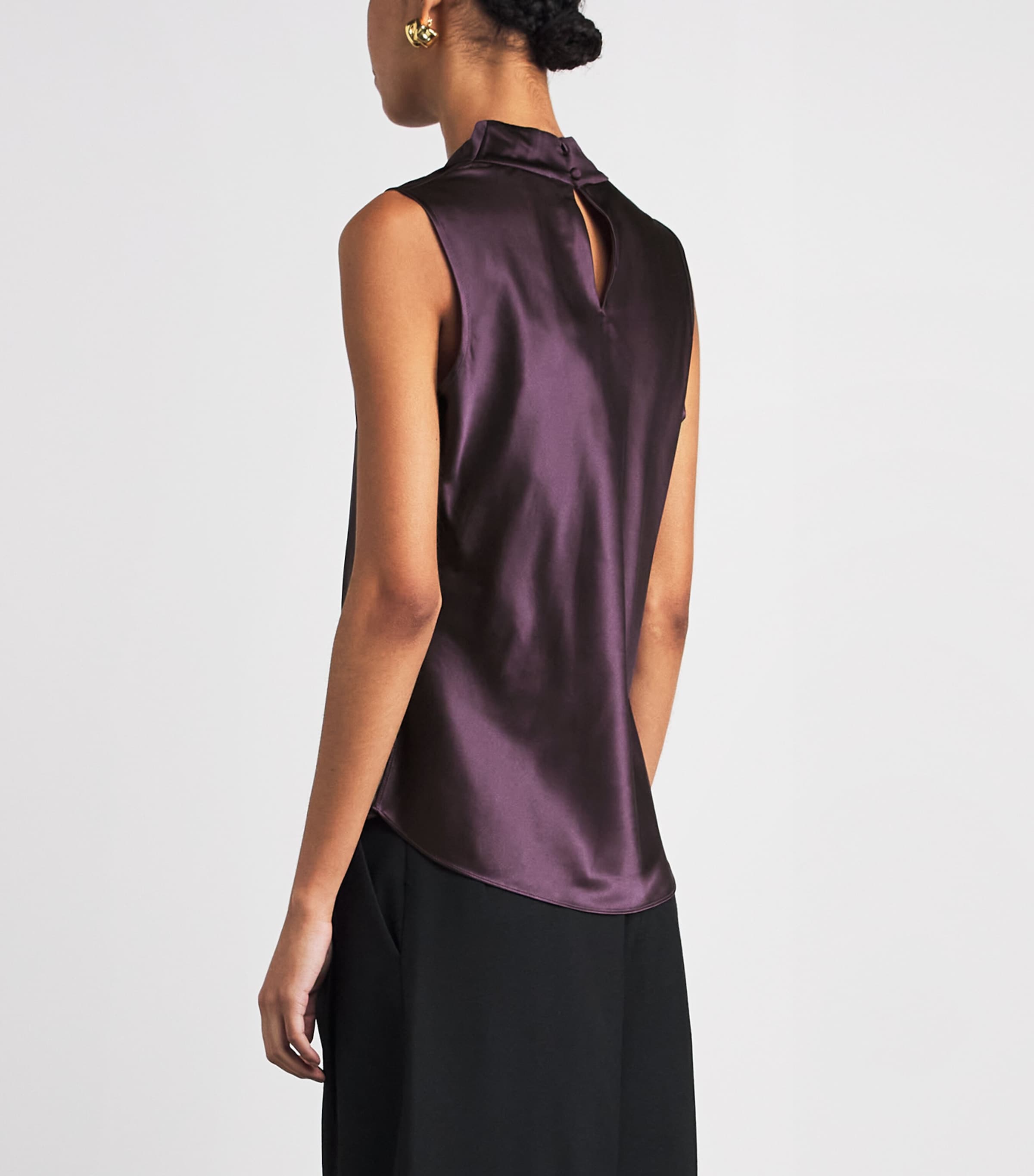 Veronica Beard Womens Silk-Blend Sleeveless Tam Blouse Dark Eggplant Image 5