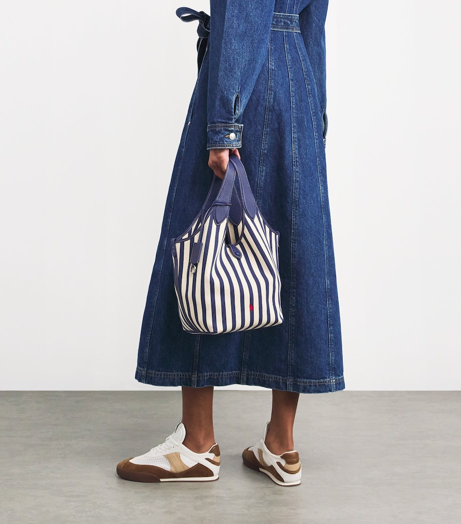 Medium Stripe Polo Play Tote Bag INK/W Image 5