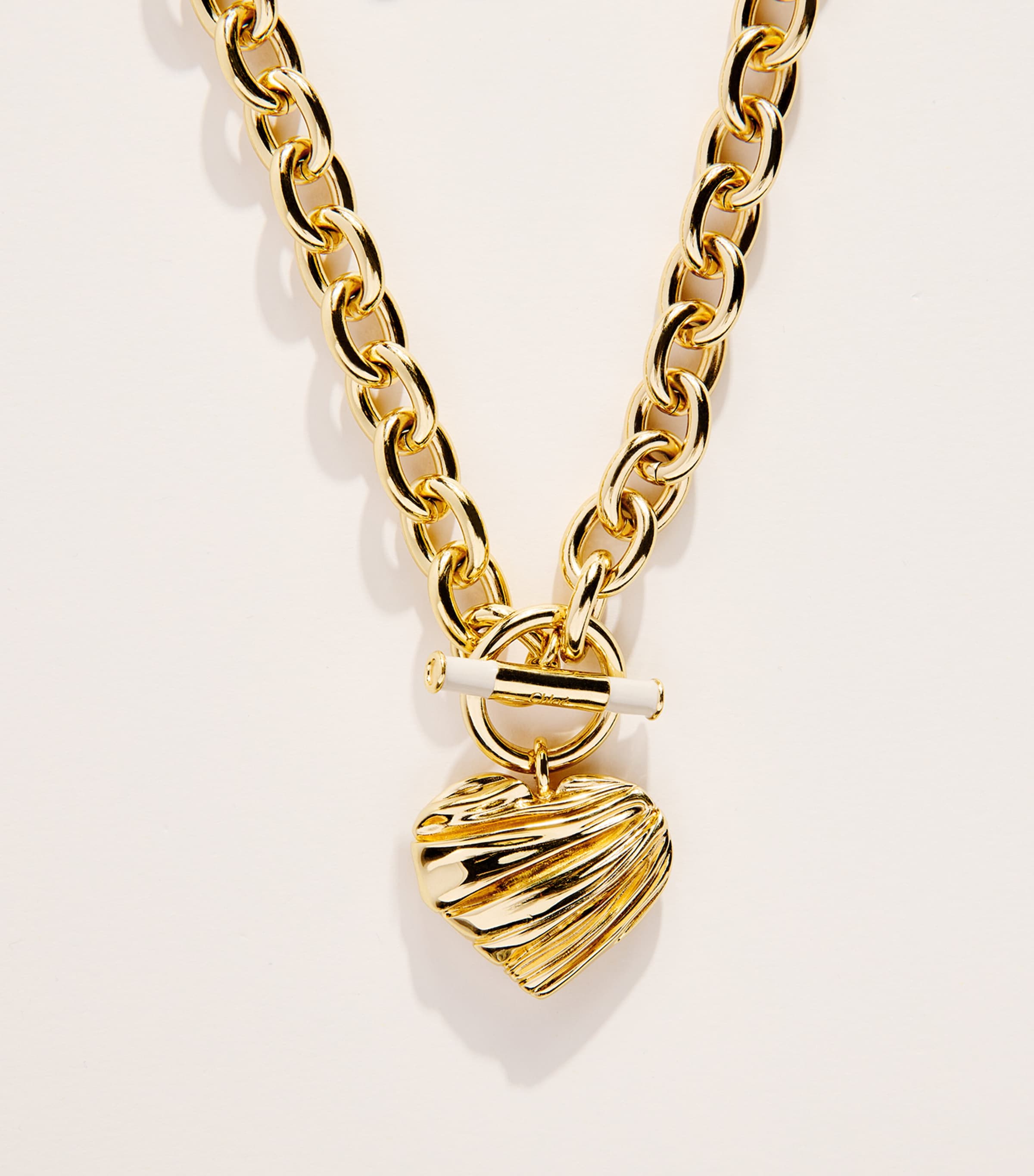 Chloé Heart Pendant Necklace Gold Ivory Image 2