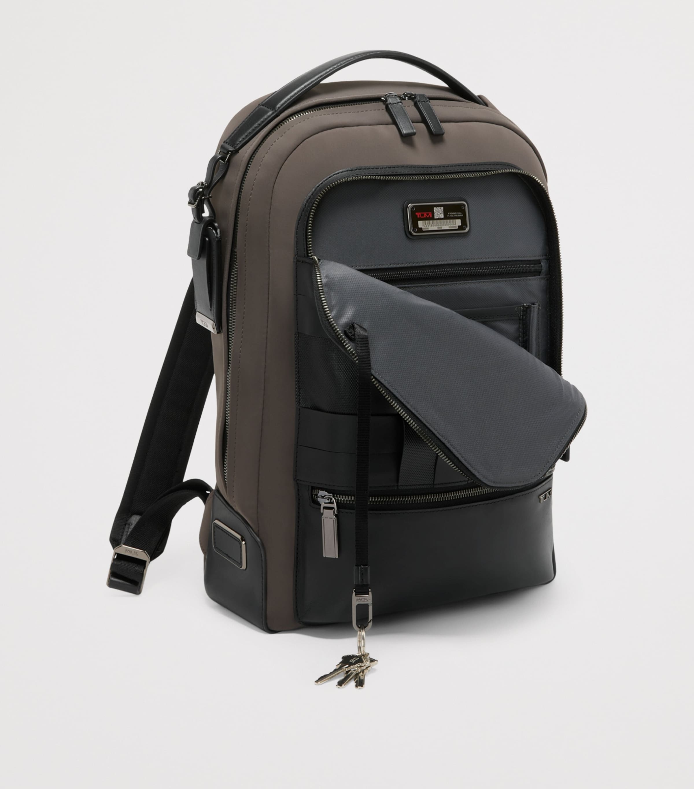 Tumi Leather Trim Bradner Backpack (42cm) Taupe Black Image 3