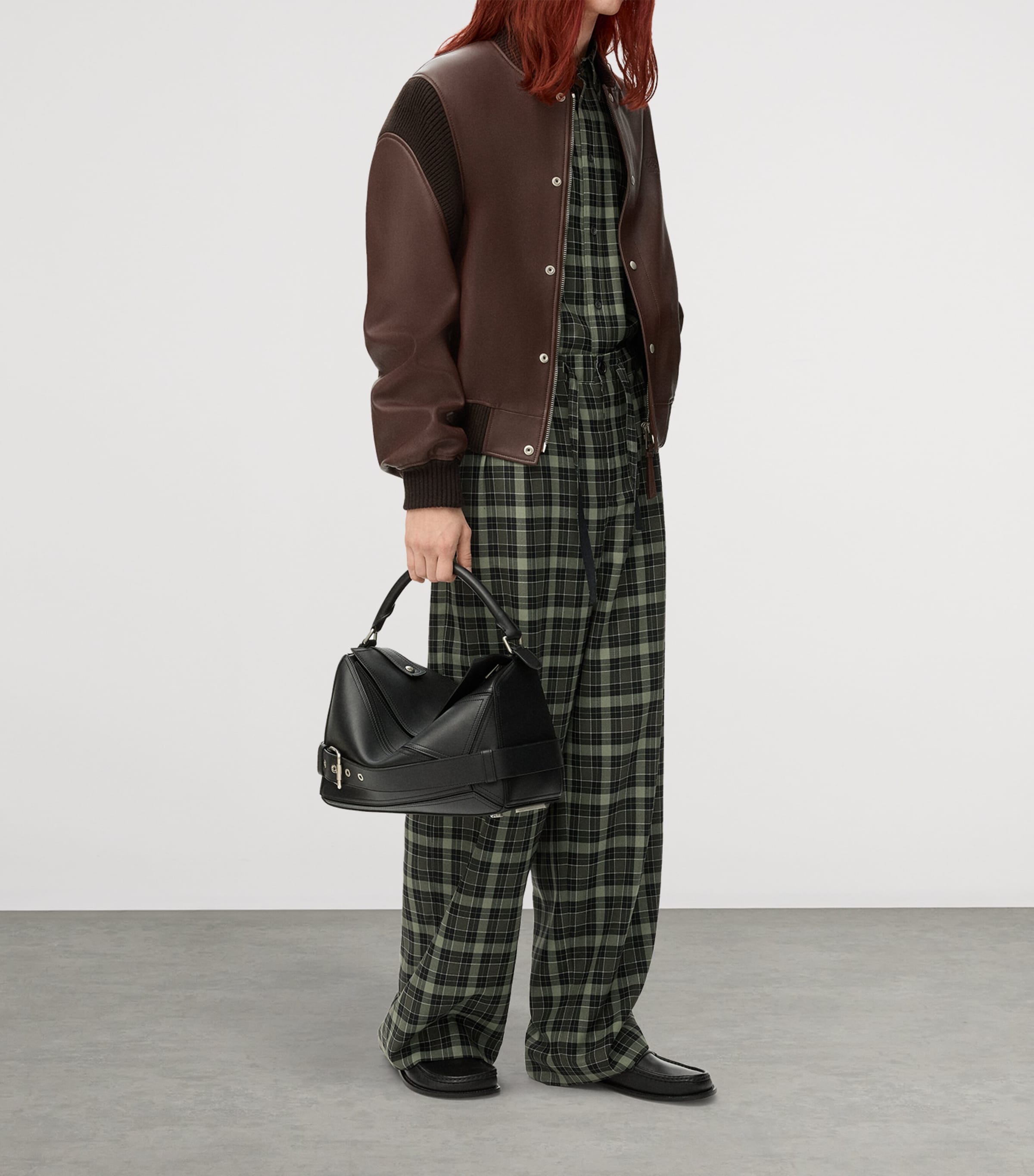 Wool-Blend Check Drawstring-Waist Trousers KHAKI/BLACK Image 4