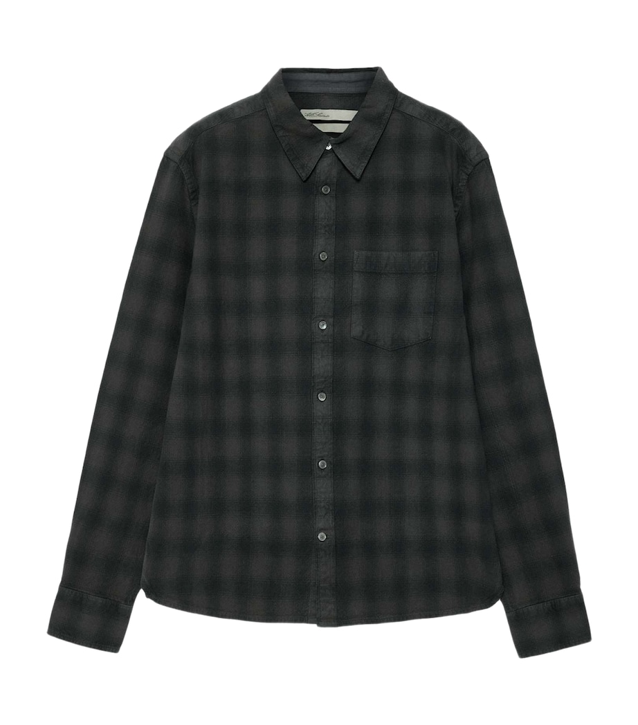AllSaints Mens Organic Cotton Check Bower Shirt Anthracite Black Image 1