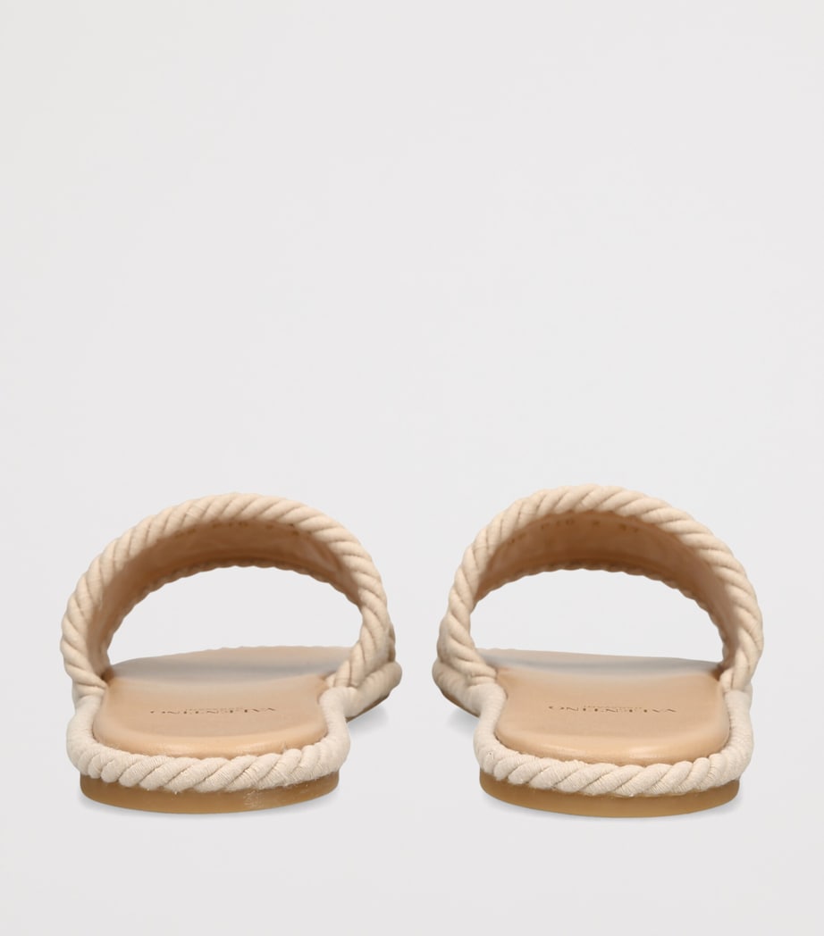 Valentino Garavani Canvas VLogo Espadrille Slides Cream Image 2
