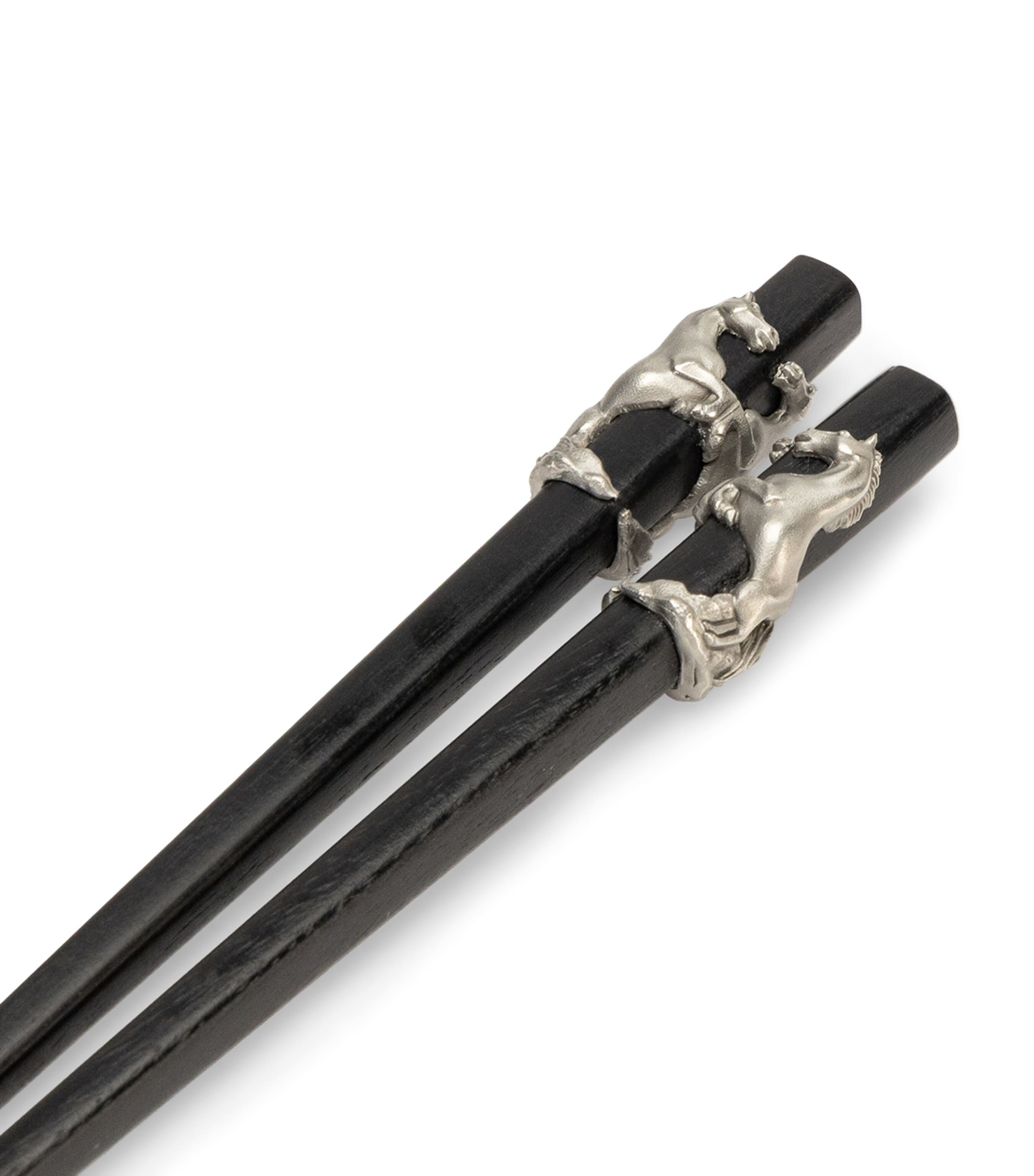 Pewter Horse Chopsticks and Rest Set BLACK/PEWTER Image 5