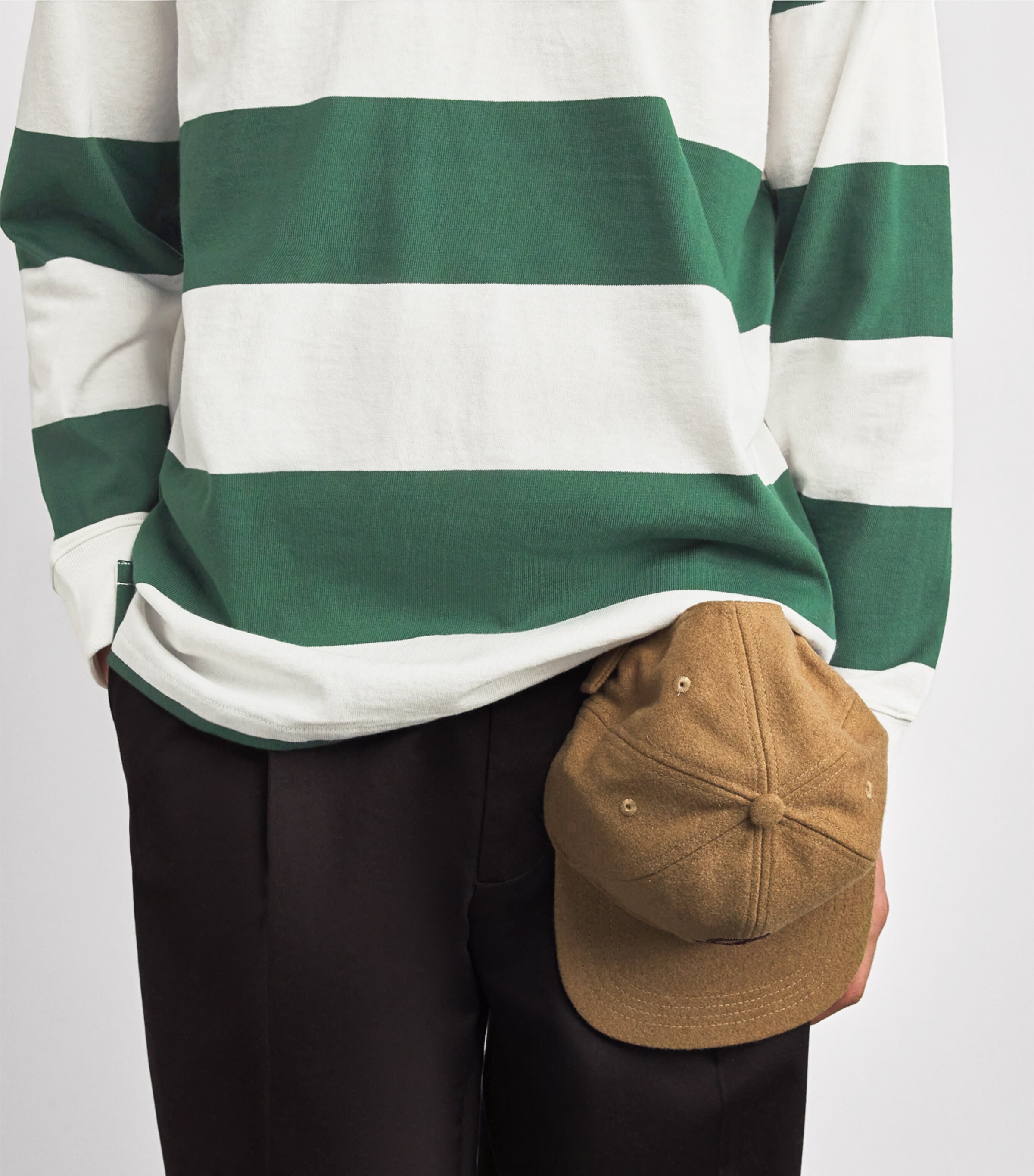 Cotton Stripe Polo Pony Rugby Shirt GREEN Image 6