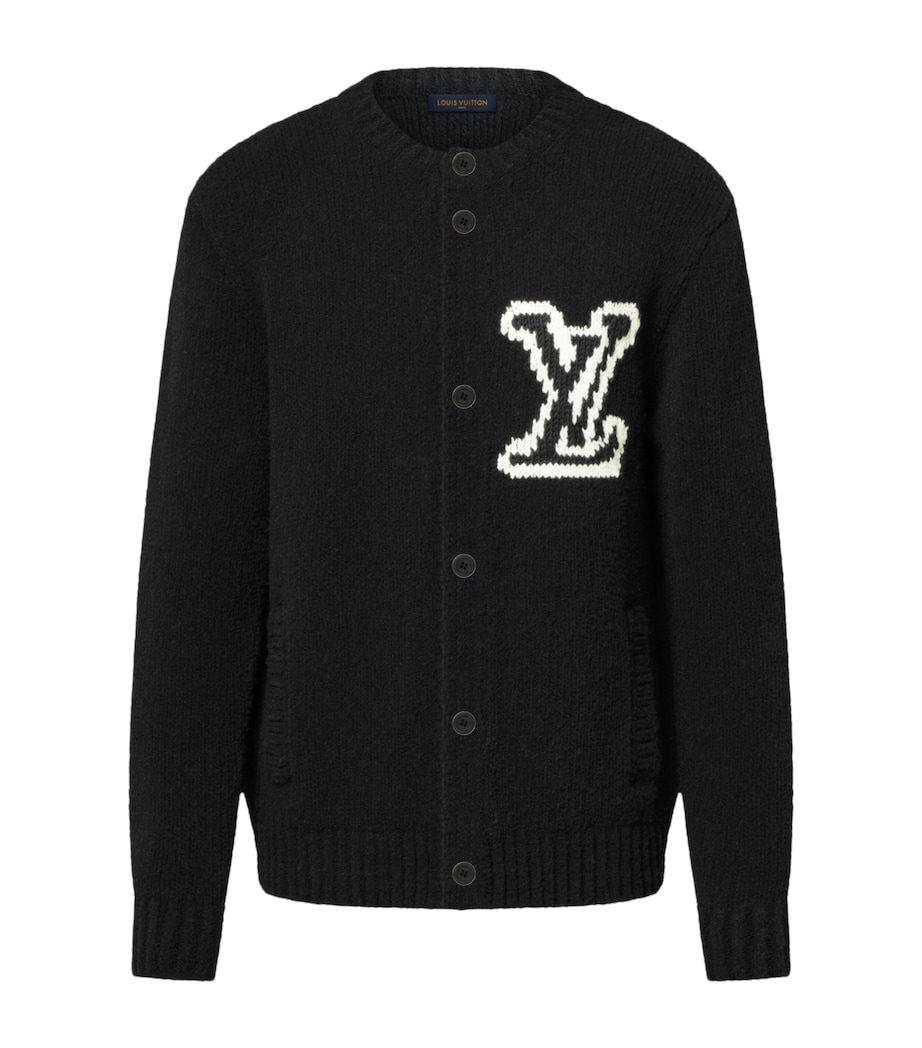 Wool-Blend Logo Cardigan BLACK Image 1