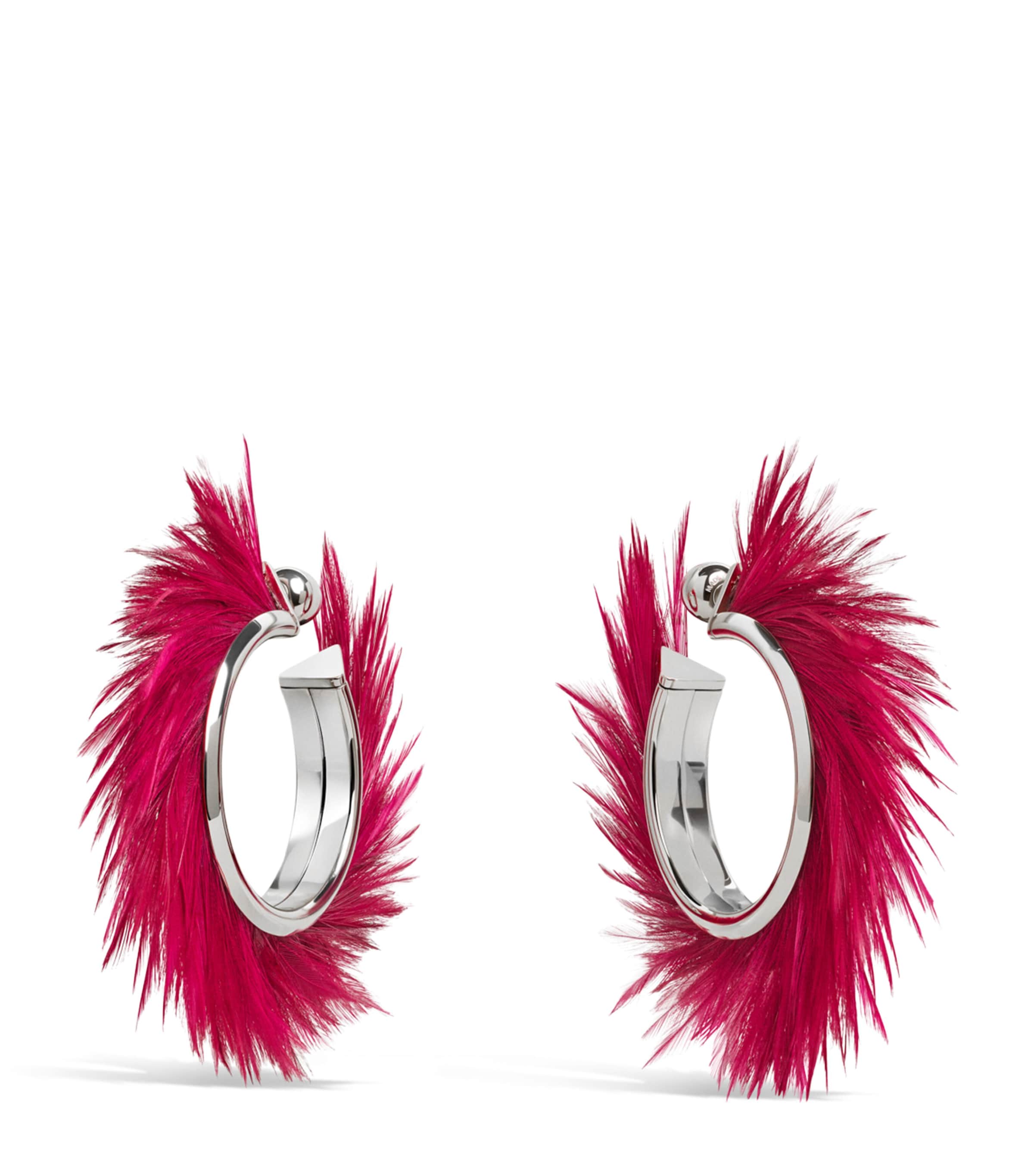 Alaïa Feather Blade Hoop Earrings Ivoire Image 3