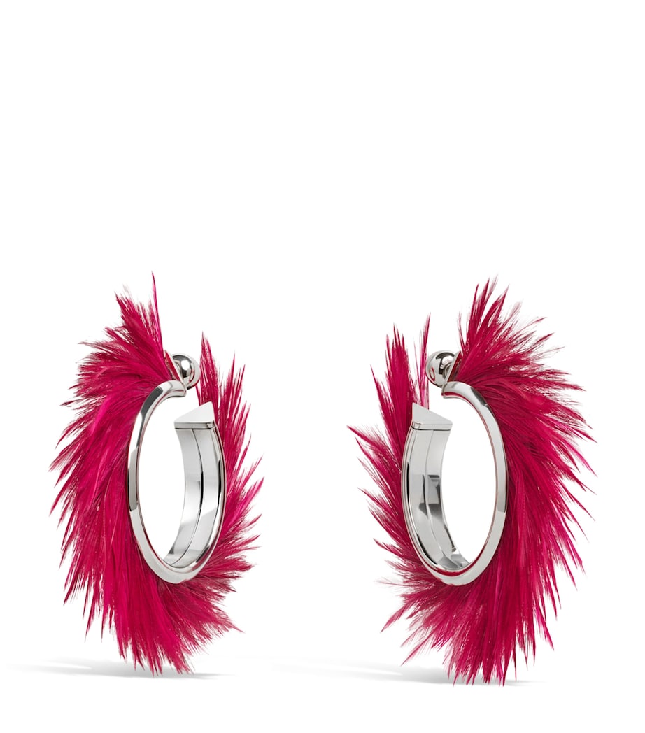 Alaïa Feather Blade Hoop Earrings Ivoire Image 3