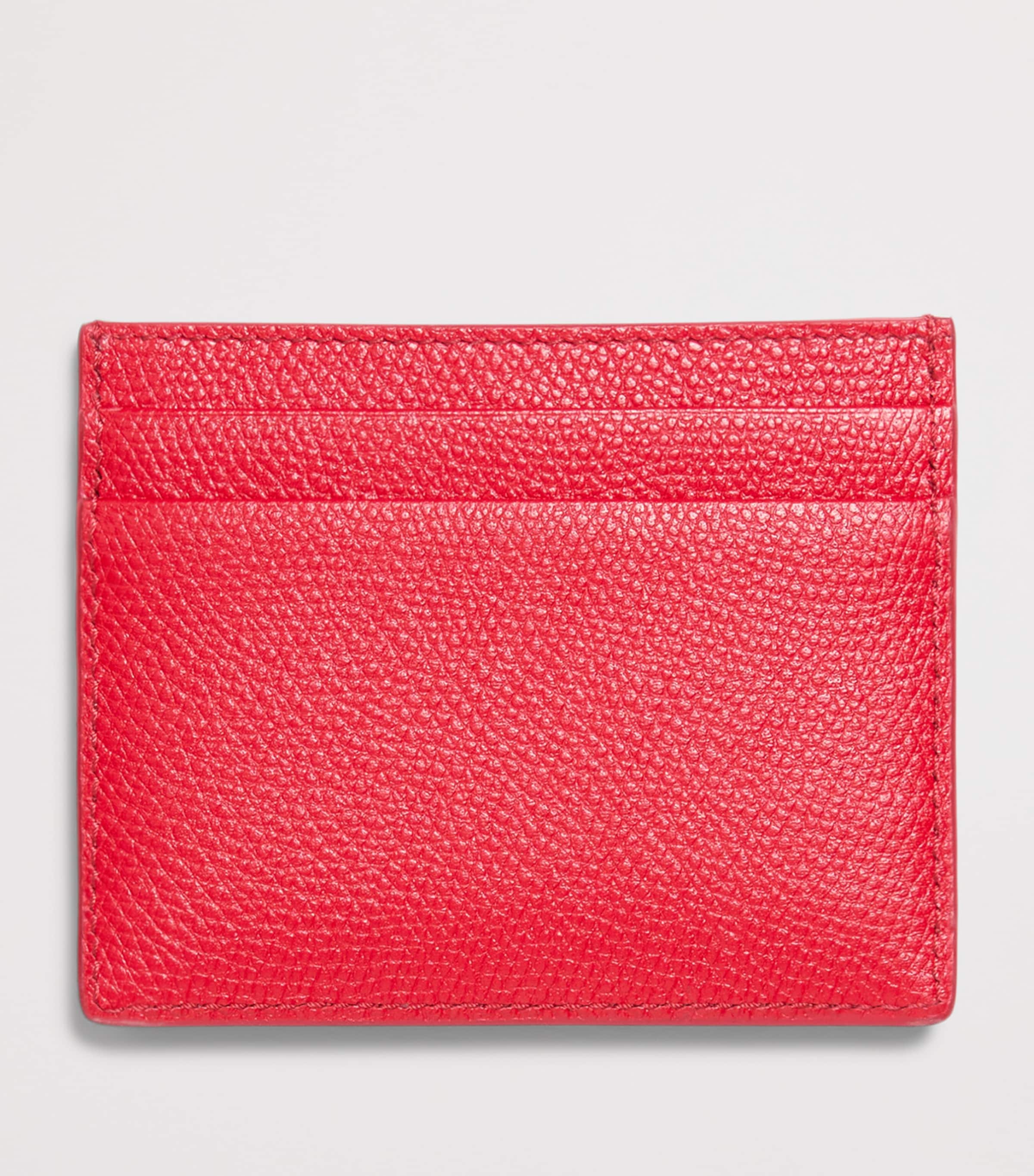 Grained Leather VLogo Signature Card Holder JU5 Image 3