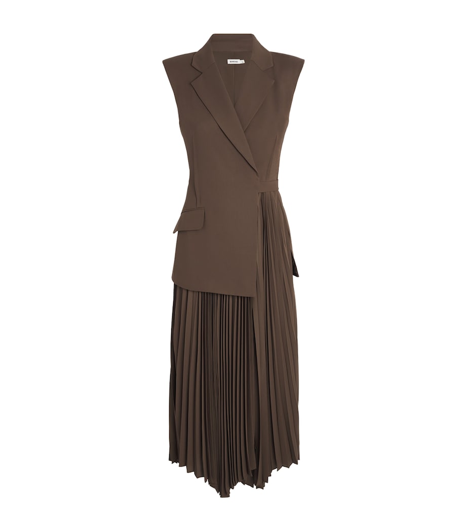 Pleated Blazer Helena Midi Dress COCOA Image 1