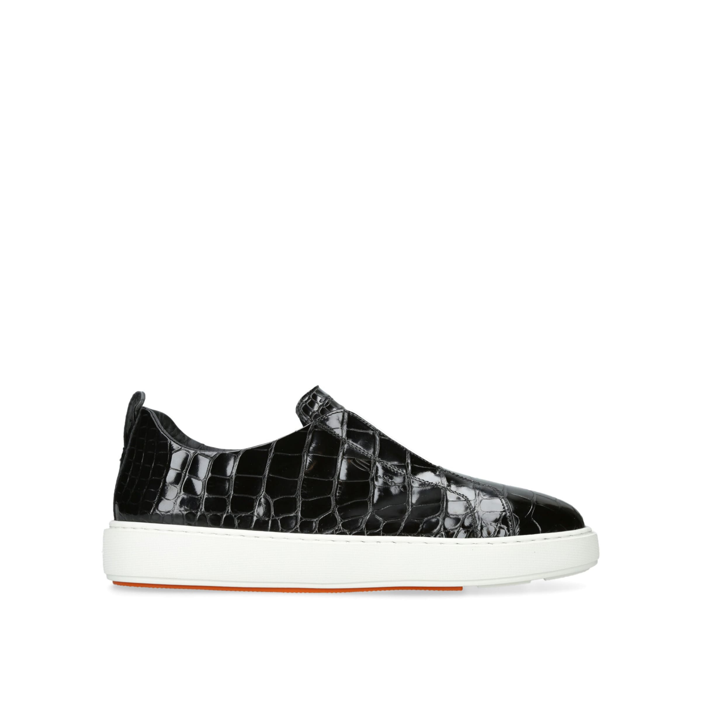 Santoni Crocodile Leather Clean Icon 2.0 Sneakers In Black