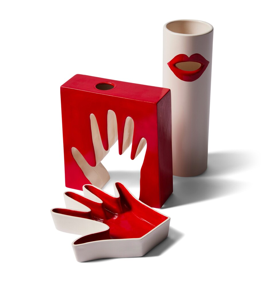 Ceramic Impronta Bocca Vase WHITE/RED Image 2