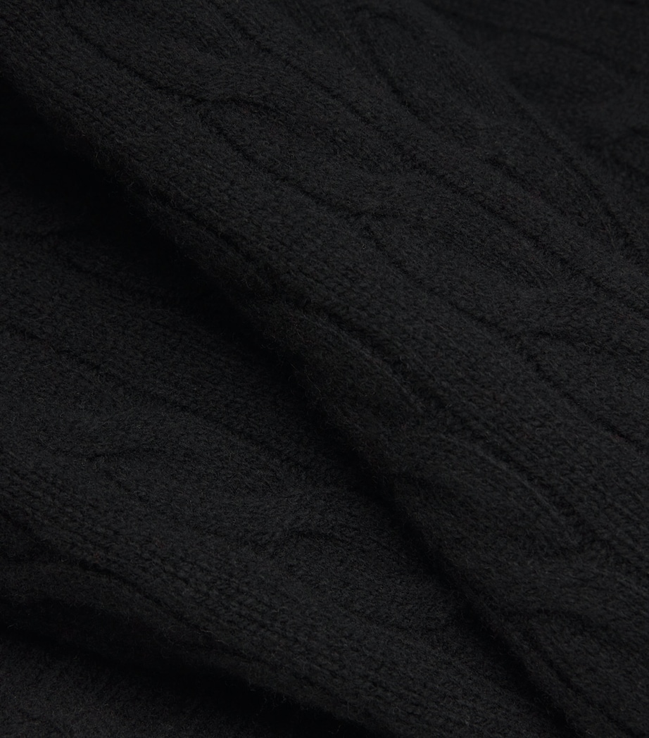 Wool-Cashmere Cable-Knit Rollneck Sweater BLACK Image 5