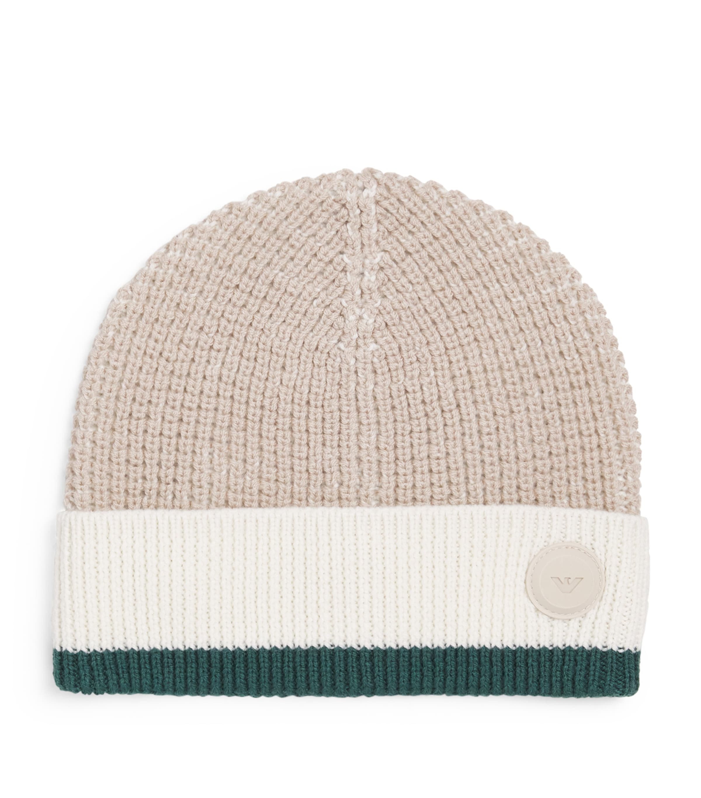 Emporio Armani Virgin Wool-blend Beanie In Neutral