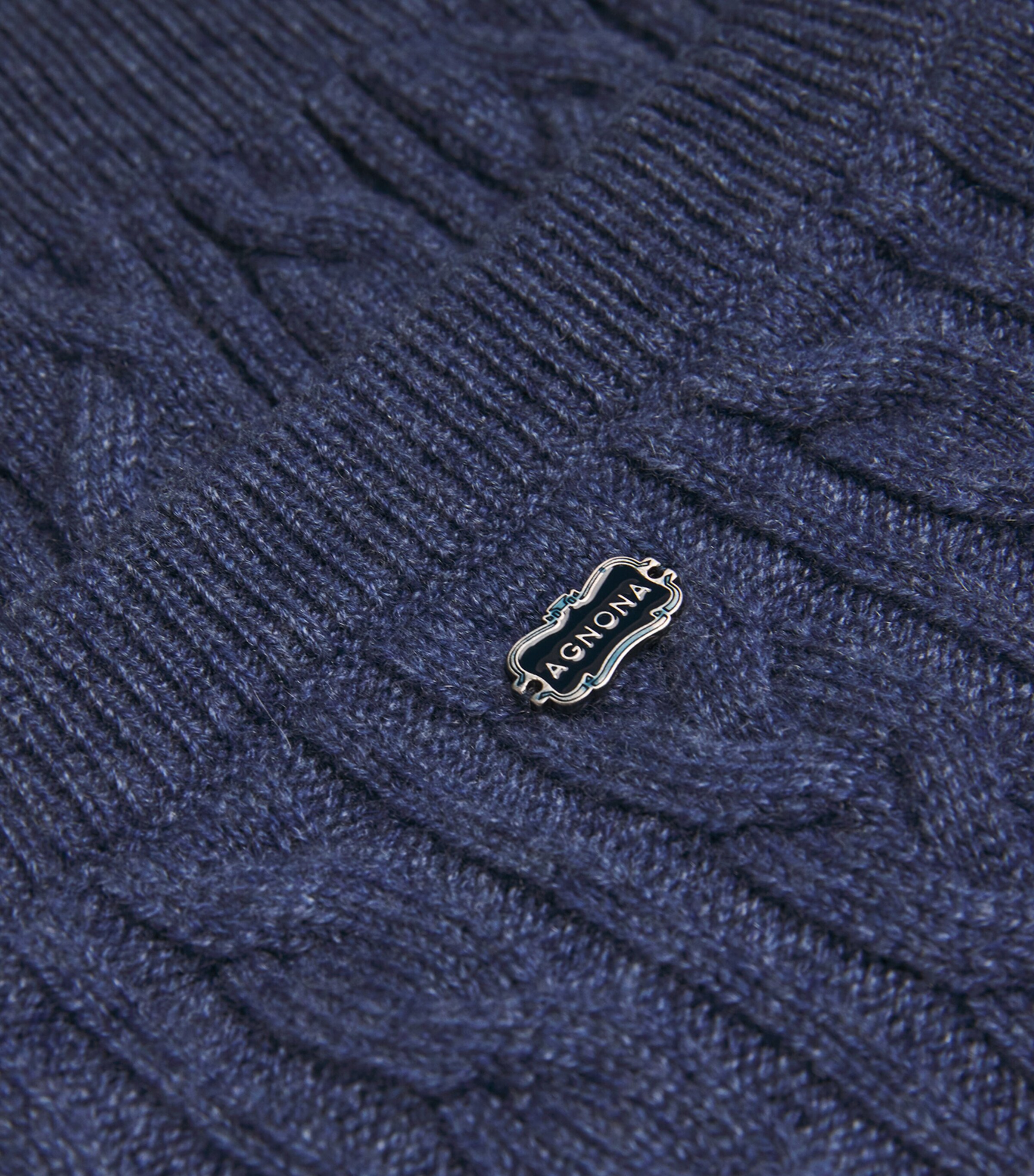 Agnona Mens Cashmere Cable-Knit Sweater Blue Stone Image 5
