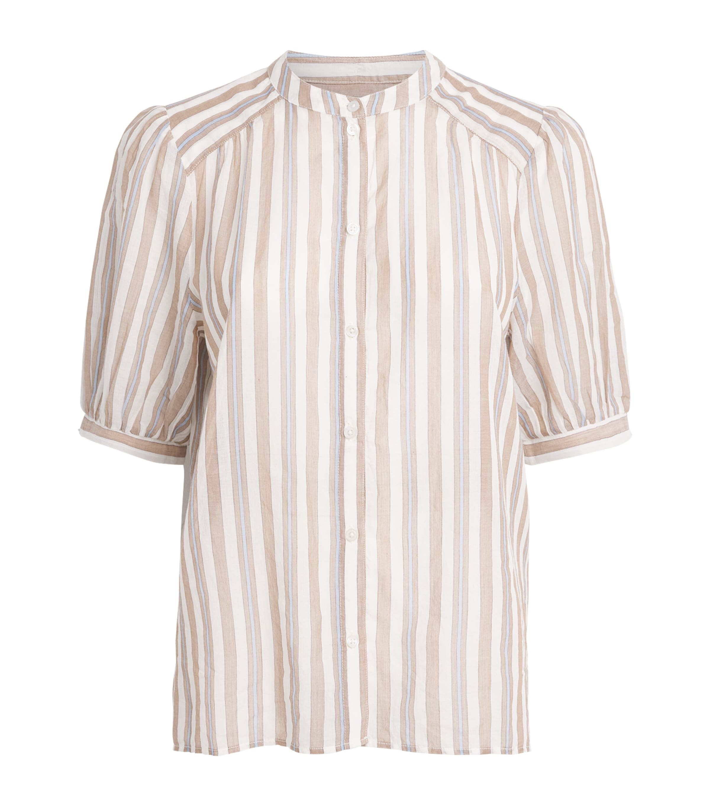 ME+EM Womens Stripe Blouse and Tie Brown Multi Image 1