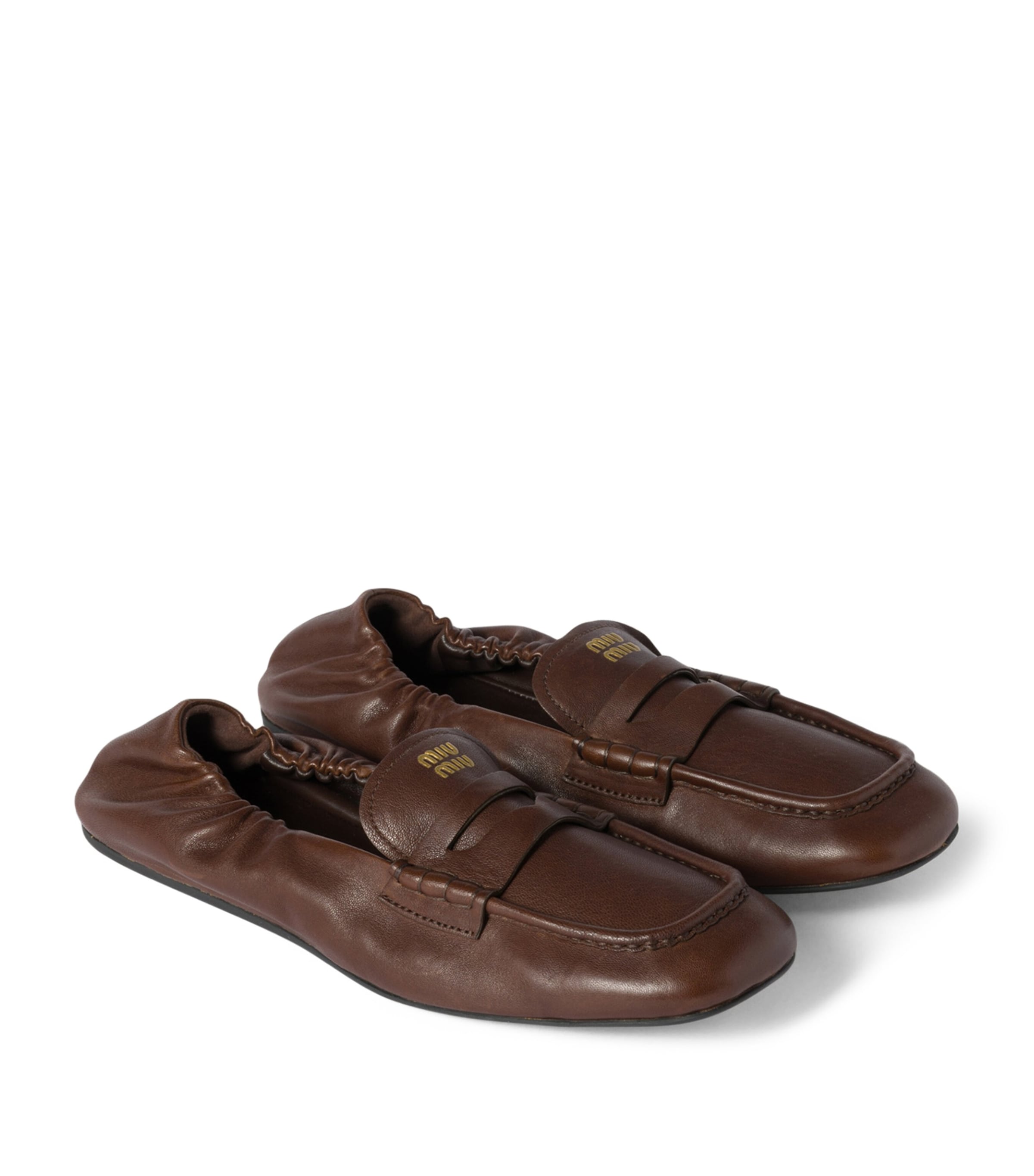 Nappa Leather Ruched Loafers F0NBL Image 1