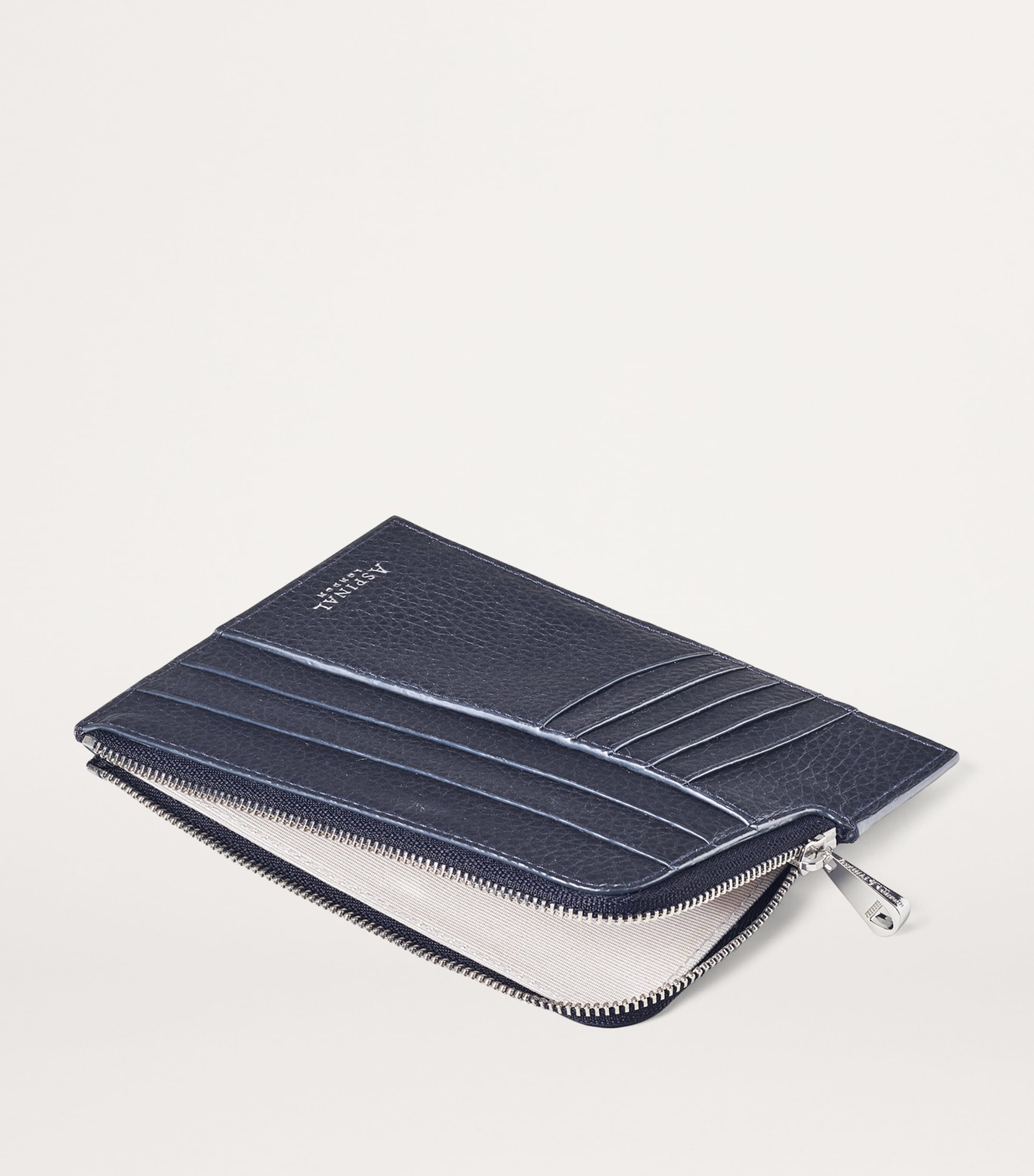 Leather Zipped Travel Wallet NAVY Image 3
