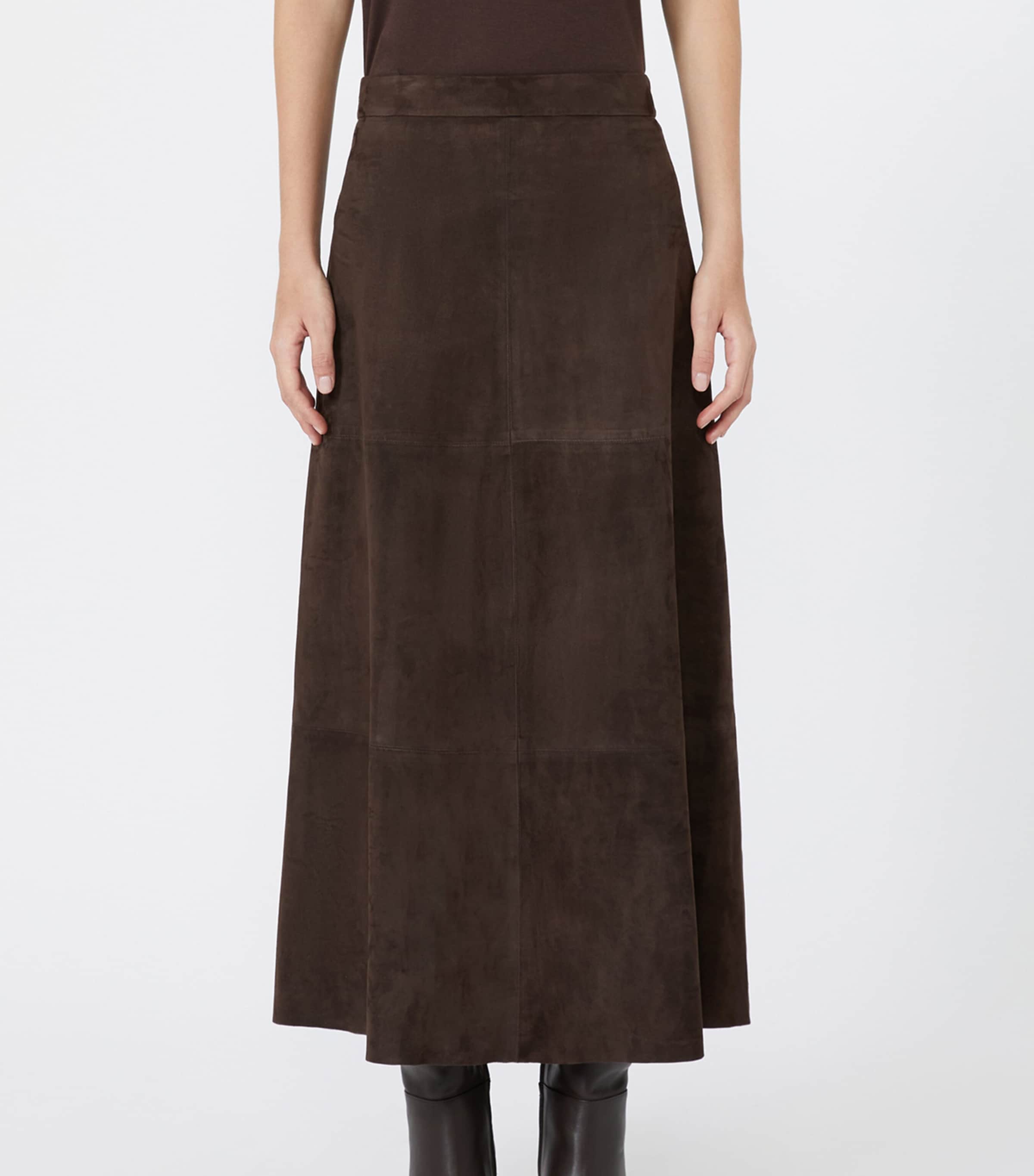 Max Mara Womens Suede Midi Skirt Brown Image 3