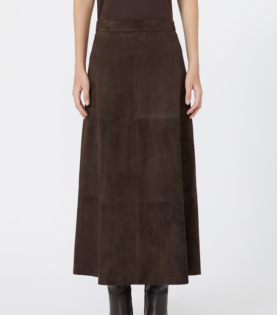 Max Mara Womens Suede Midi Skirt Brown Image 3