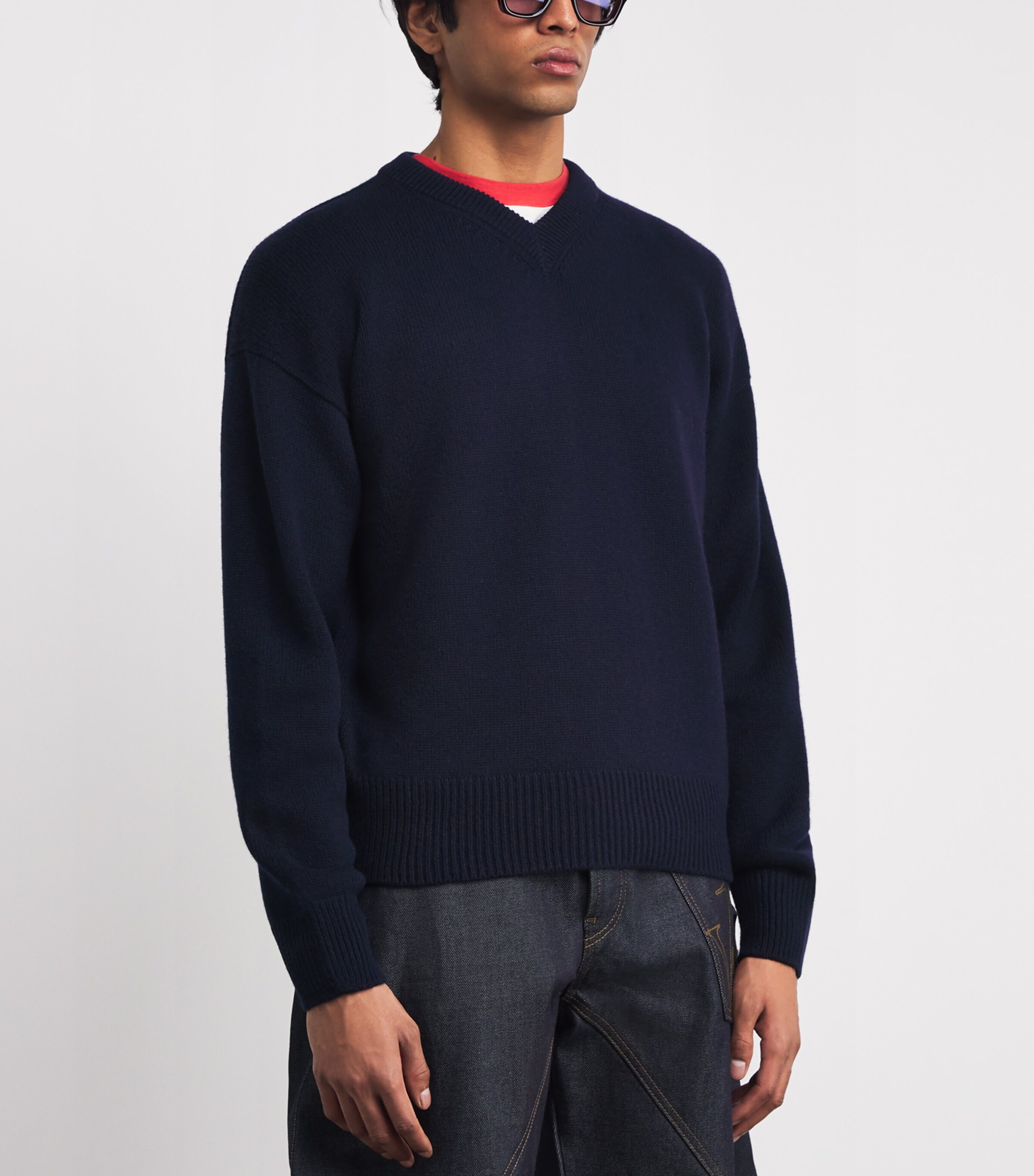 Cashmere V-Neck Sweater NAVY  888 Image 3