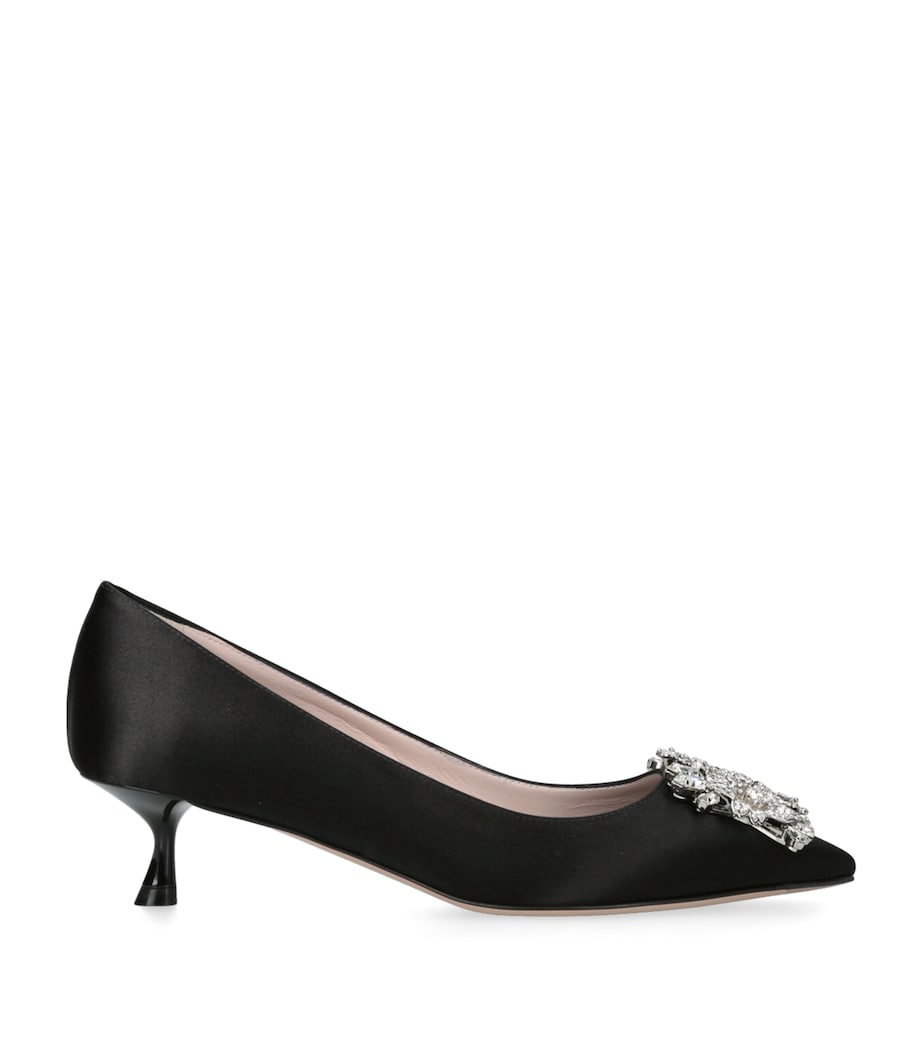 Roger Vivier Satin Bouquet Strass Buckle Pumps 45 Black Image 1