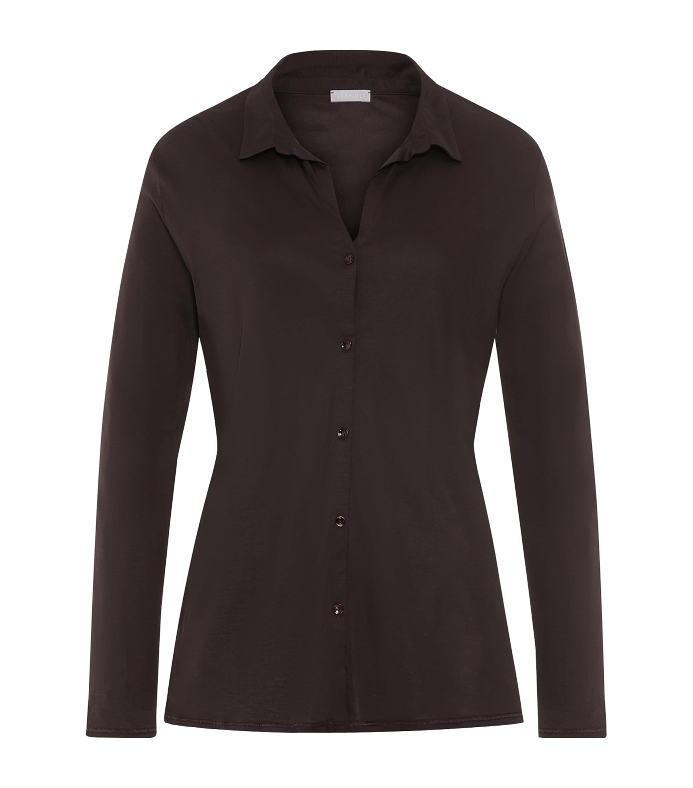 Hanro Womens Modal-Silk Grand Central Pyjama Shirt Dark Mocha Image 1