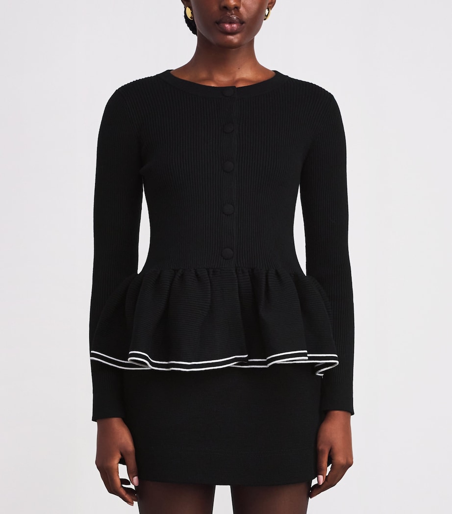 Knitted Peplum Cardigan BLACK Image 3