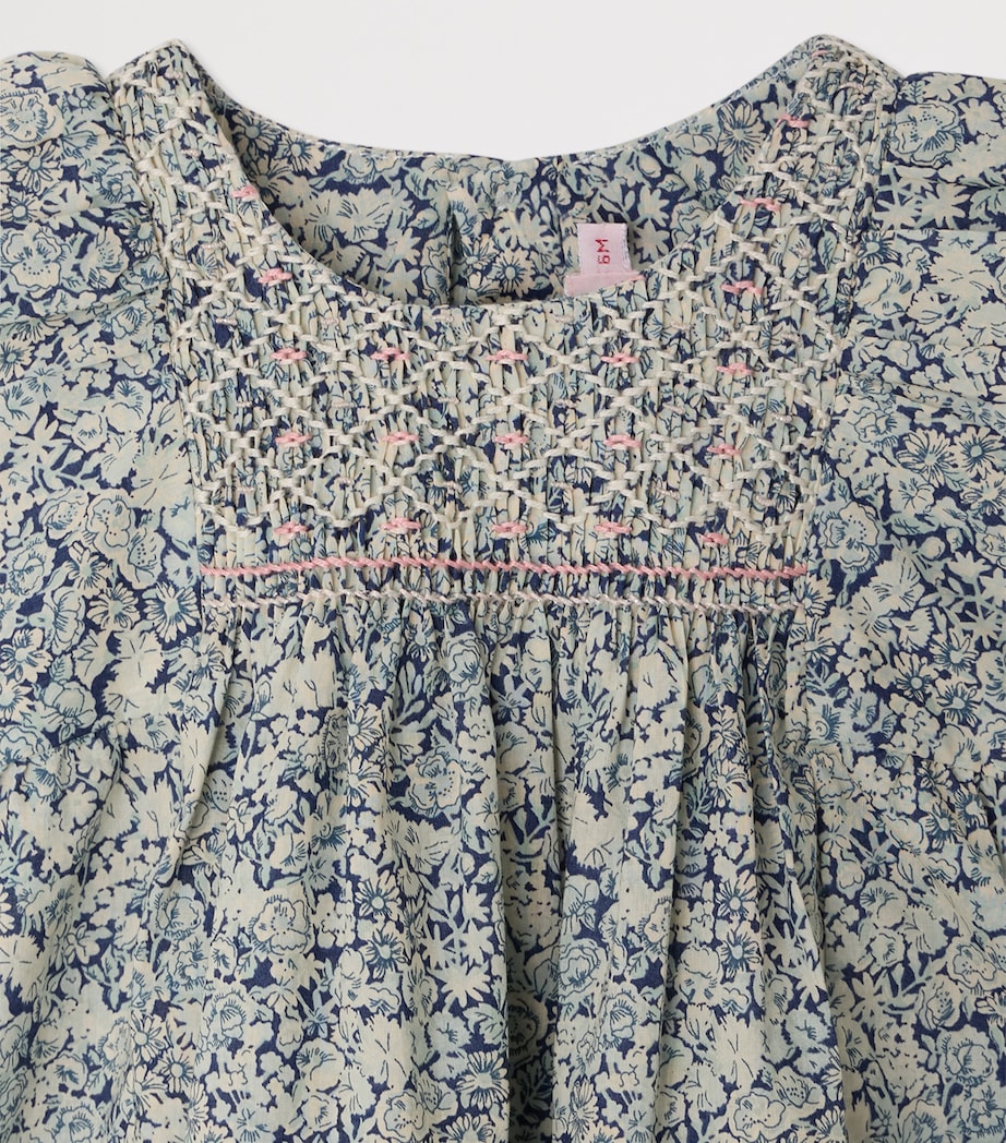 Bonpoint Cotton Floral Print Smocked Dress (6-18 Months) Fl Bleu De Prusse Image 3