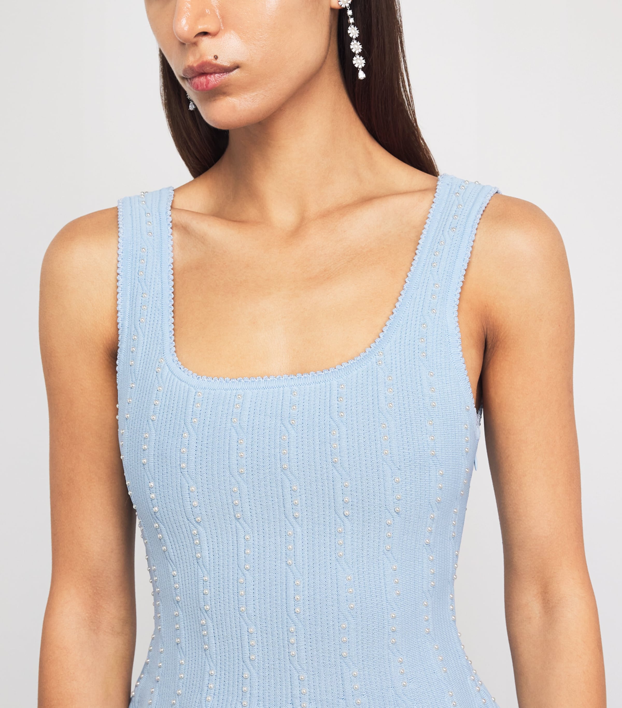 Sandro Paris Womens Beaded Mini Dress Sky Blue Image 5