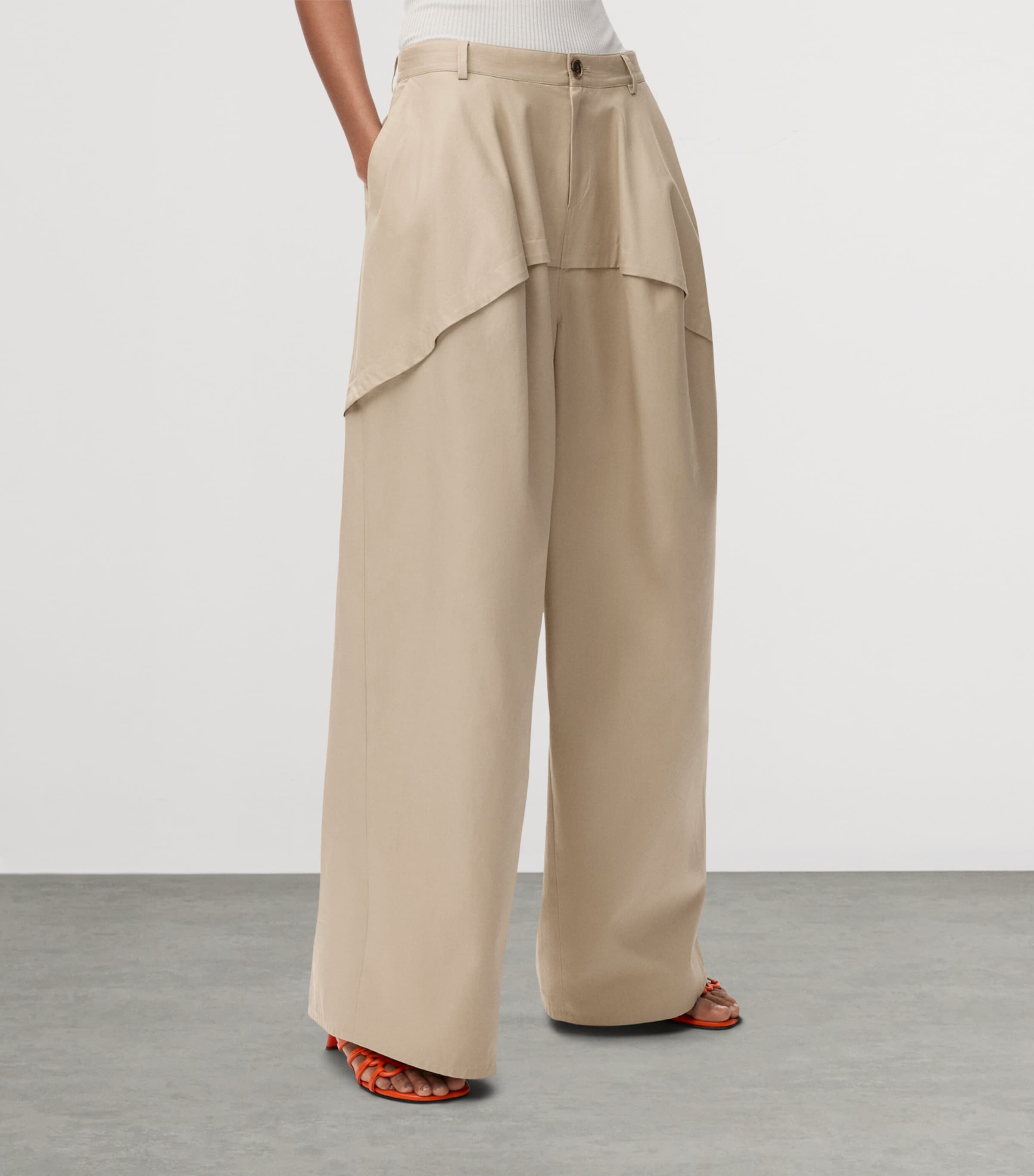 LOEWE Womens x Paula's Ibiza Cotton Panelled Trousers Beige Image 3