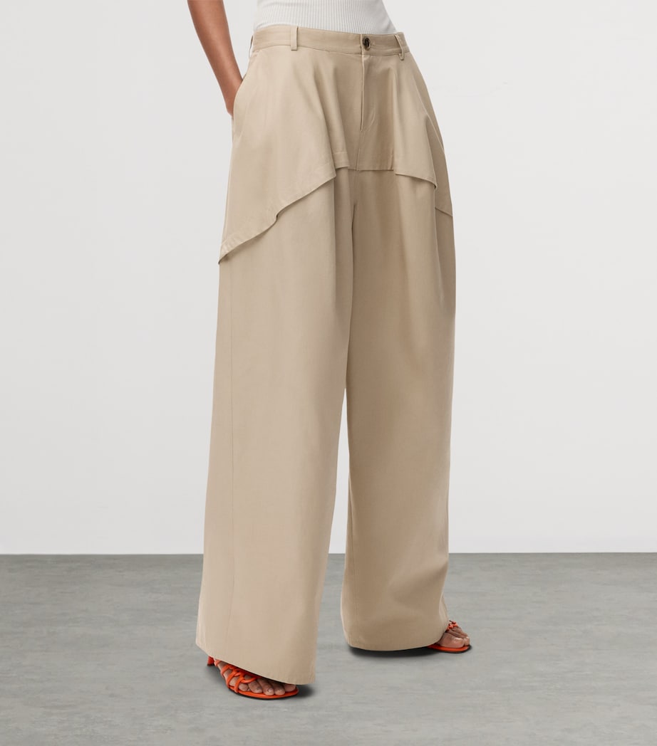 LOEWE Womens x Paula's Ibiza Cotton Panelled Trousers Beige Image 3